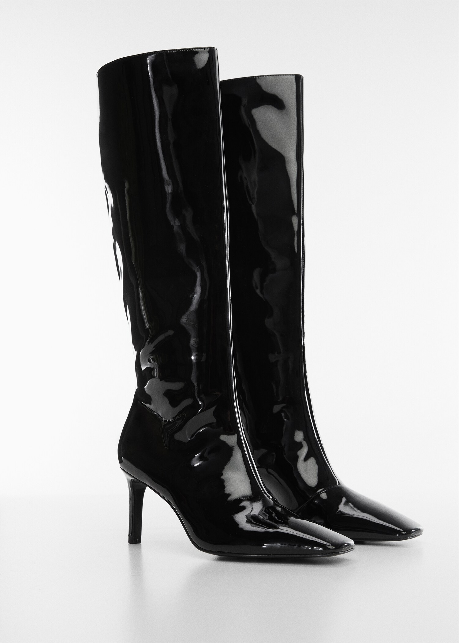 Patent leather-effect heeled boots - Medium plane