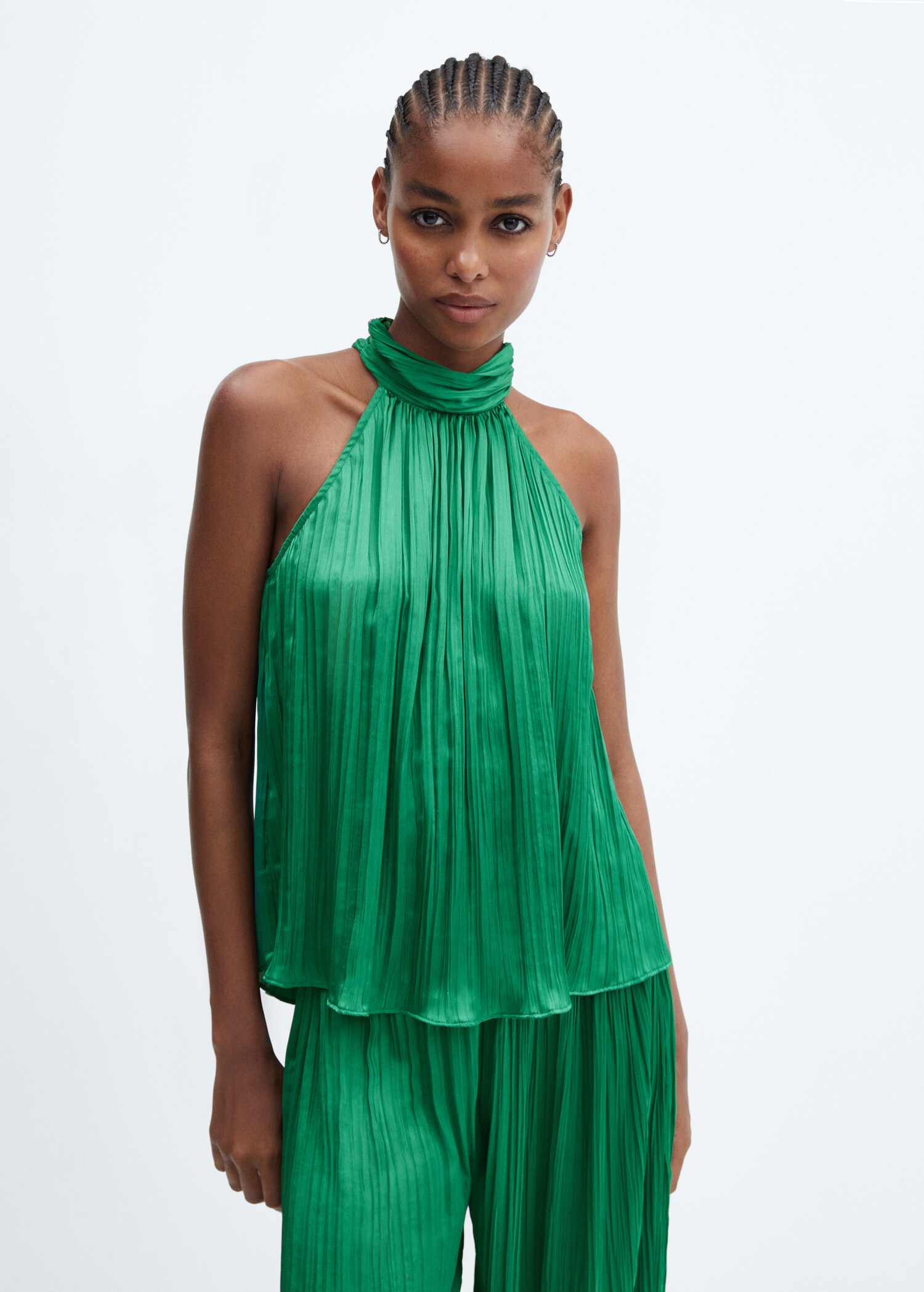 Halter-neck pleated top - Plano médio