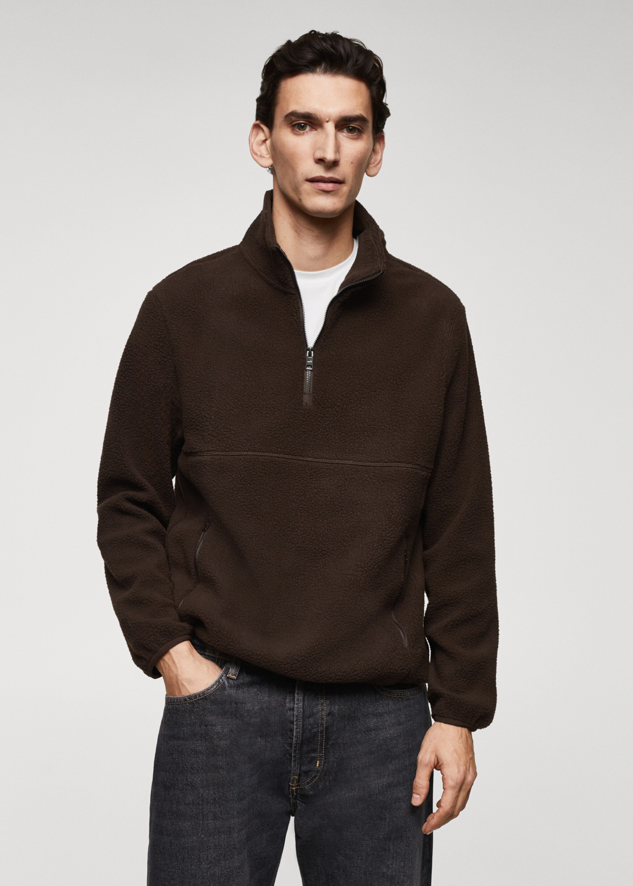 Sudadera polar cuello cremallera - Plano medio