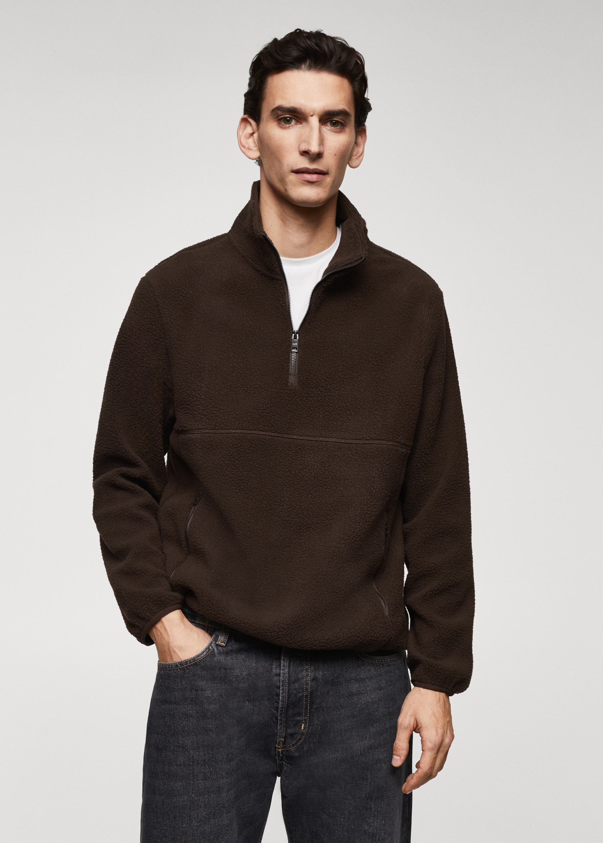 Zip-neck fleece sweatshirt - Medium plane