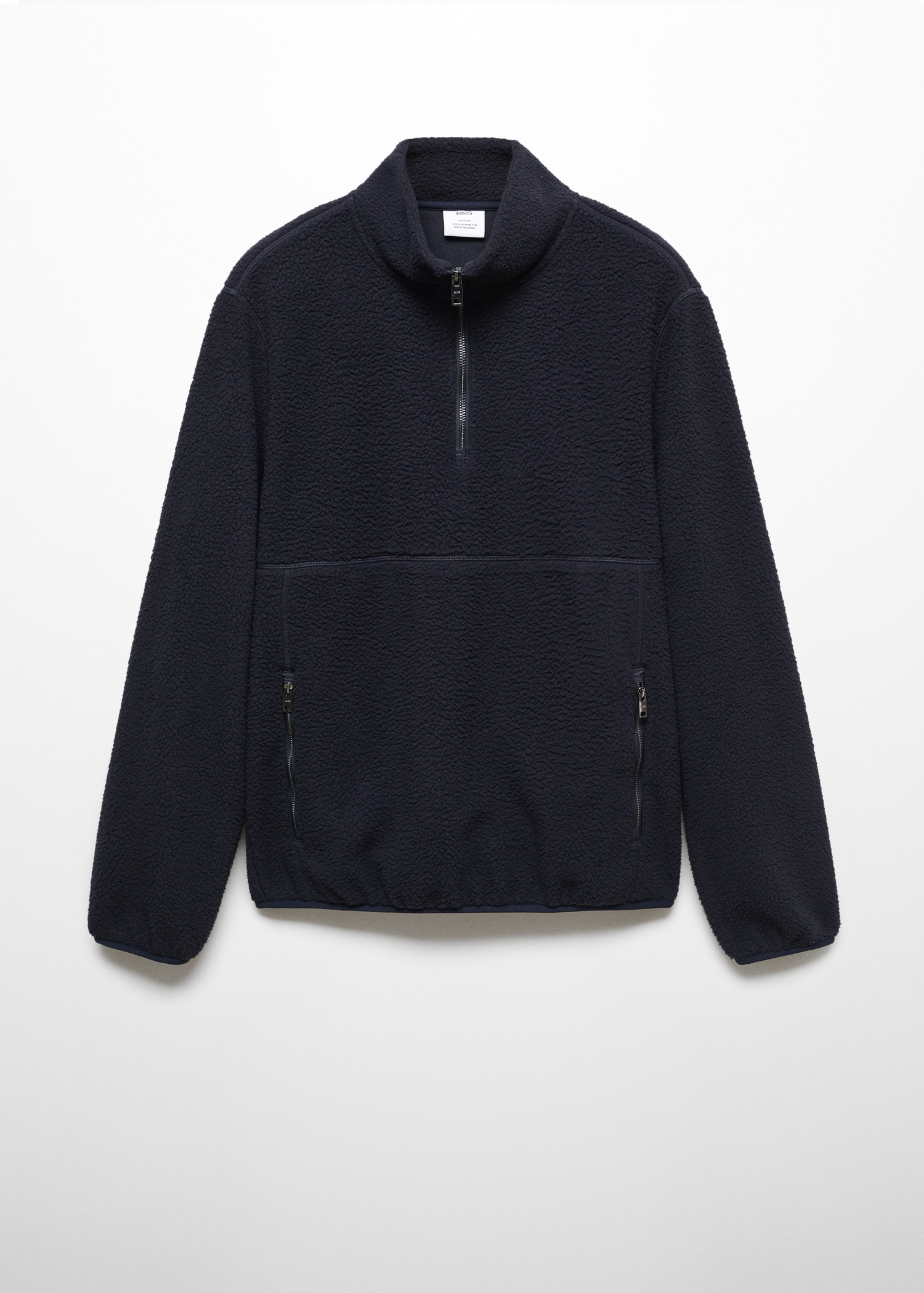 Zip-neck fleece sweatshirt - Article without model