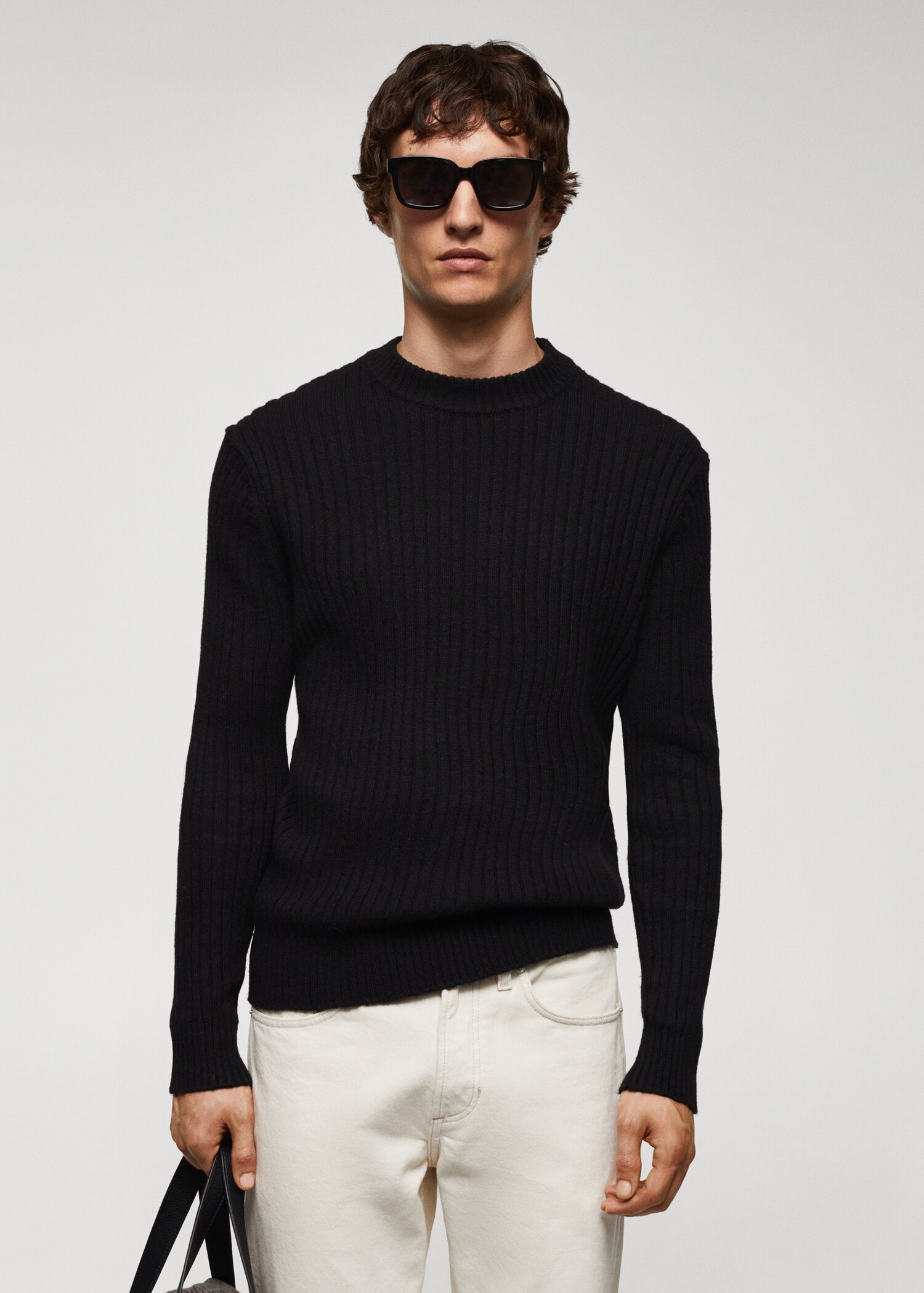 Ripp-Pullover aus Wollgemisch - Mittlere Ansicht