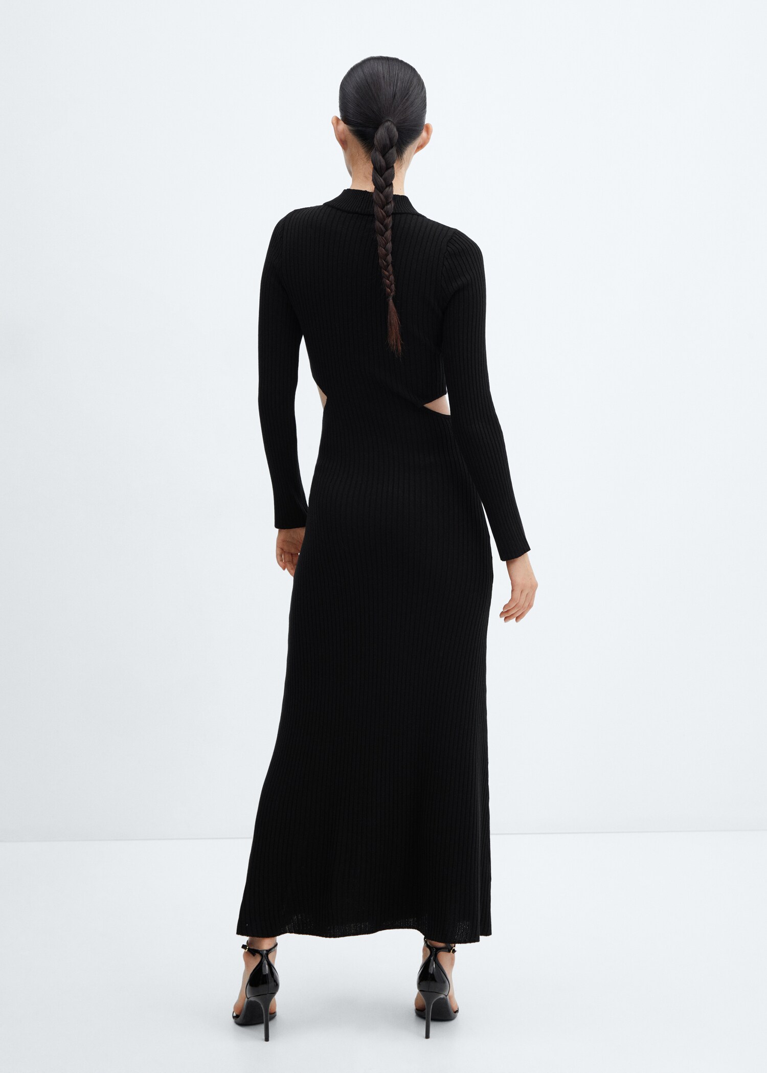 Vestido punto canalé aberturas - Reverso del artículo