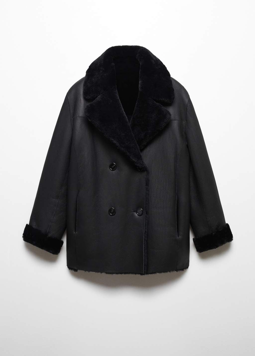 Shearling lined leather jacket Women MANGO Pakistan