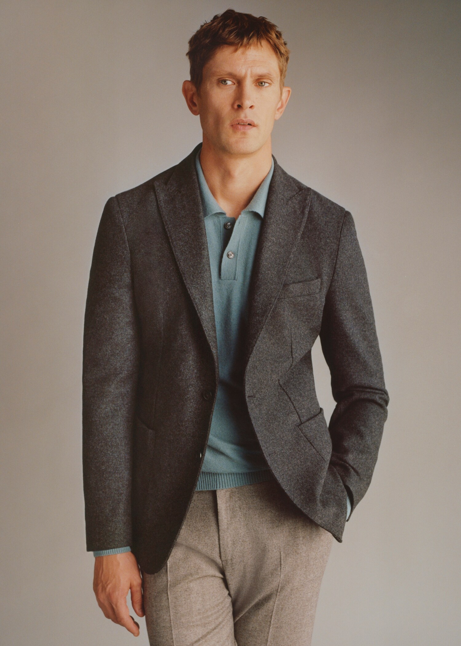 Virgin wool combined blazer  - Details of the article 5