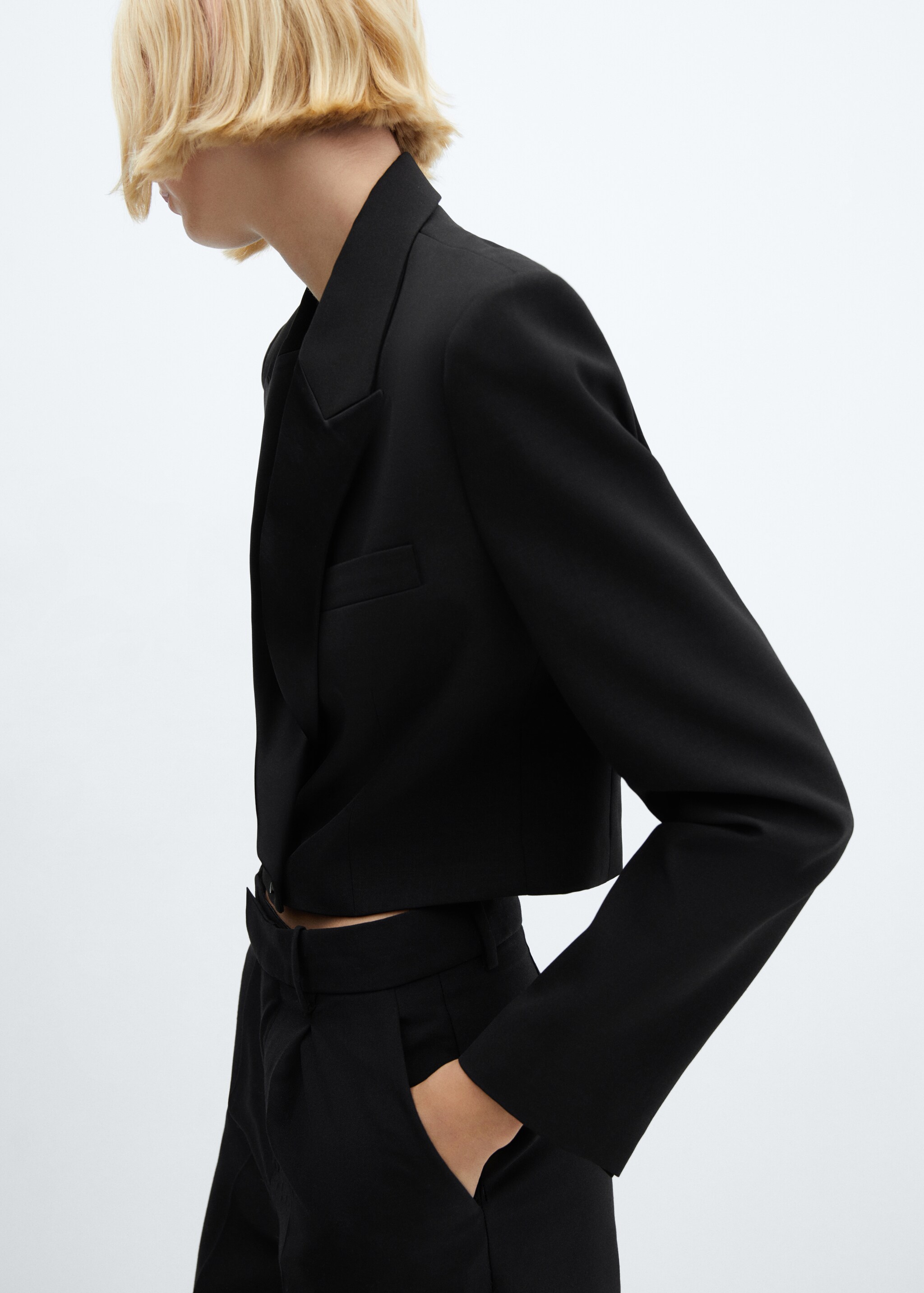 Satin-detailed cropped jacket - Details of the article 2