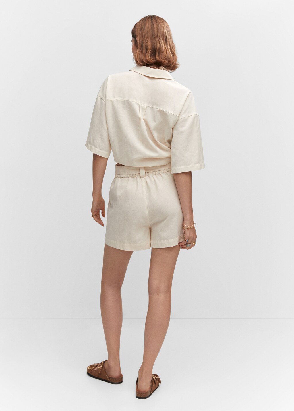 Cotton linen shorts Women MANGO Japan