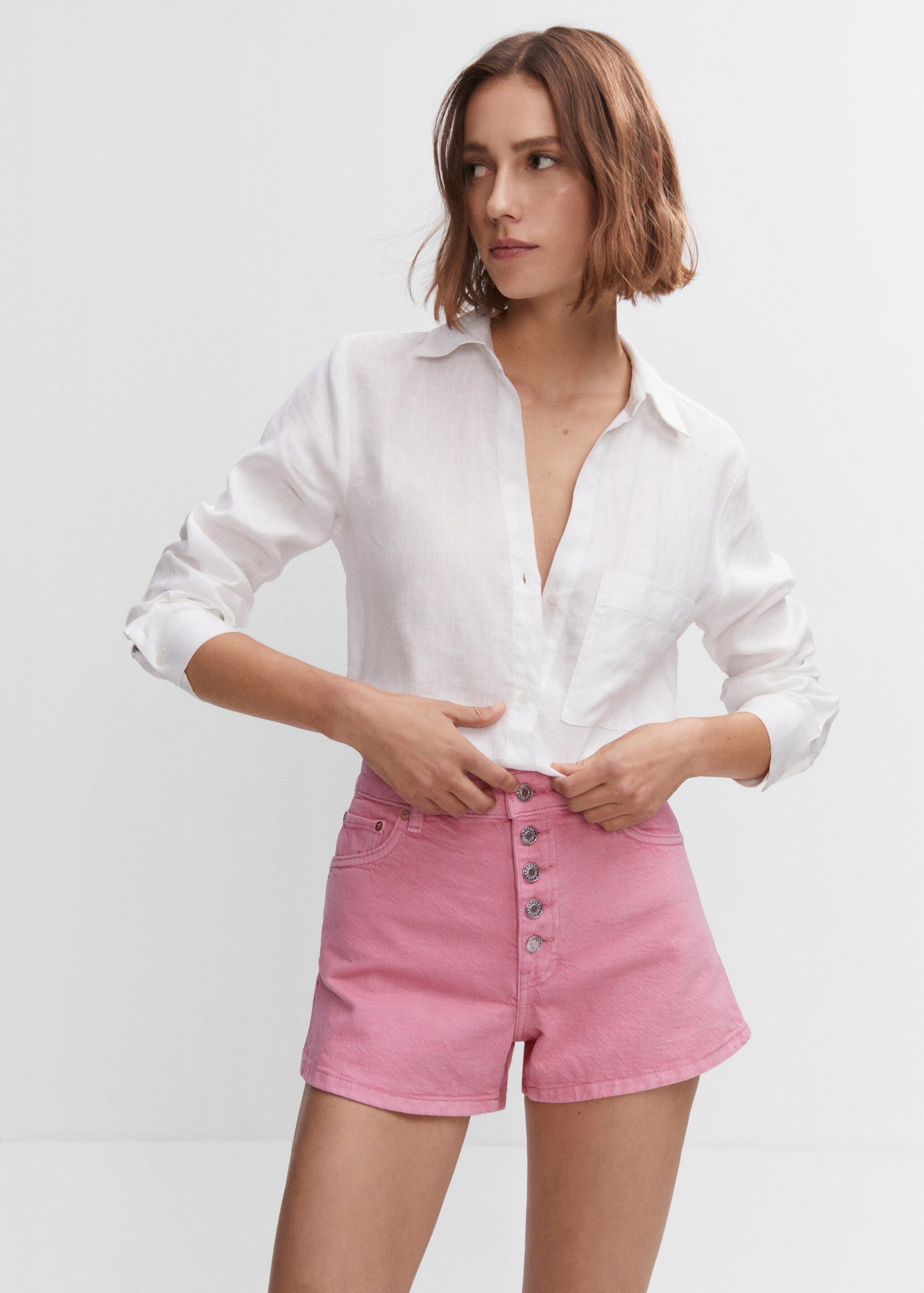 Denim shorts with buttons - Medium plane