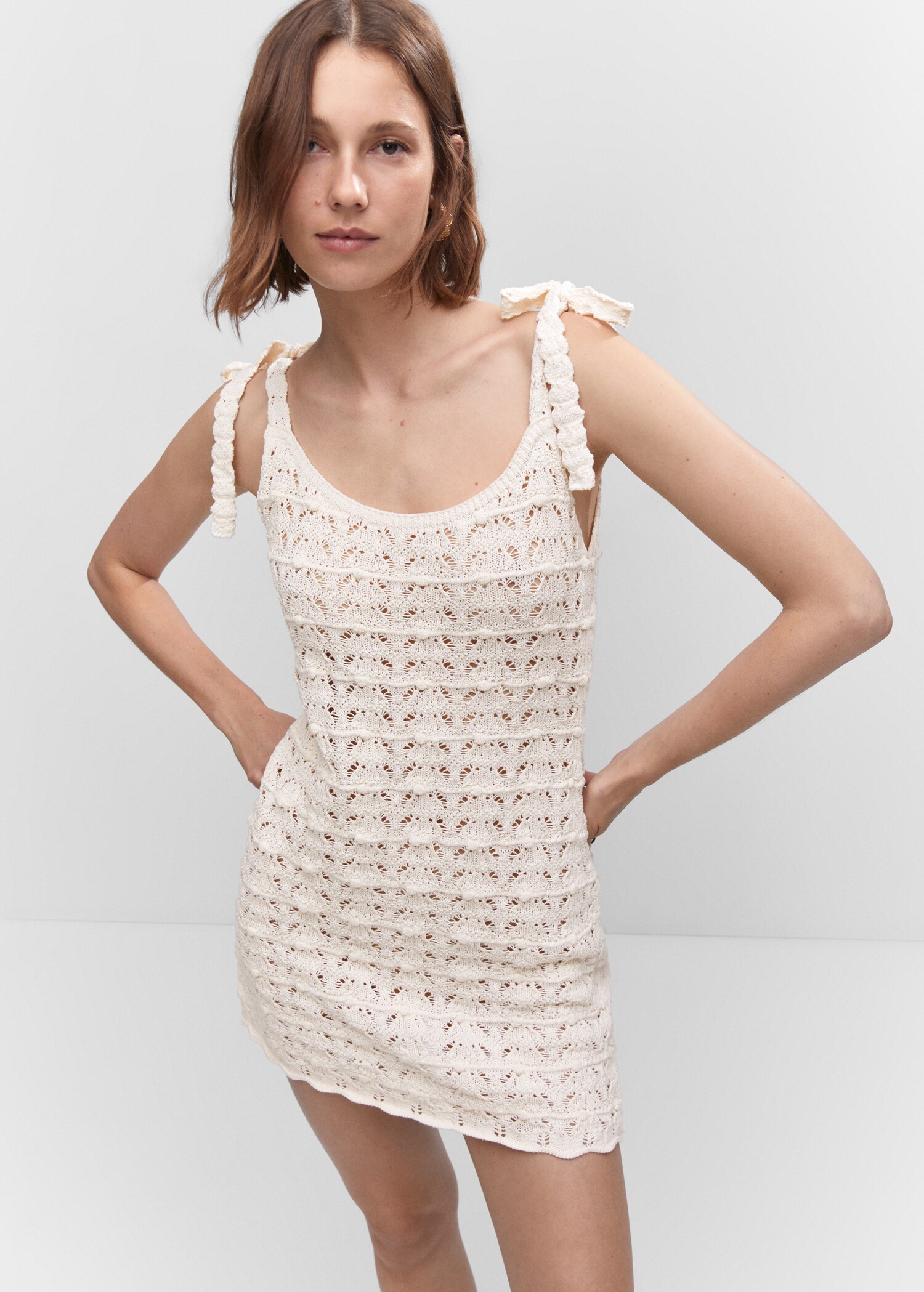 Crochet dress with ties - Women | MANGO Gibraltar Crochet dress with ties - Women | MANGO Gibraltar