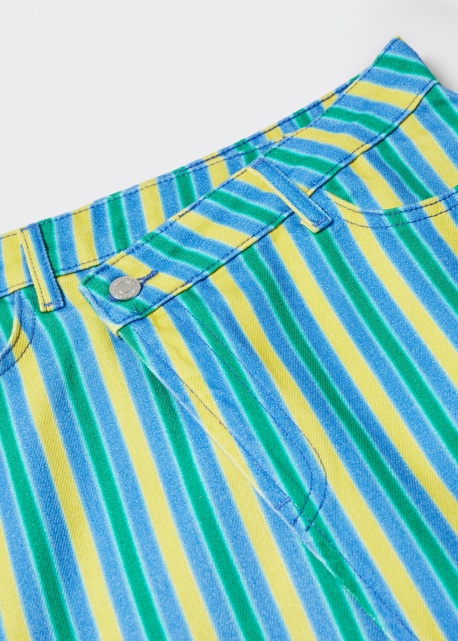 Multi-colored striped denim mini-skirt - Details of the article 8