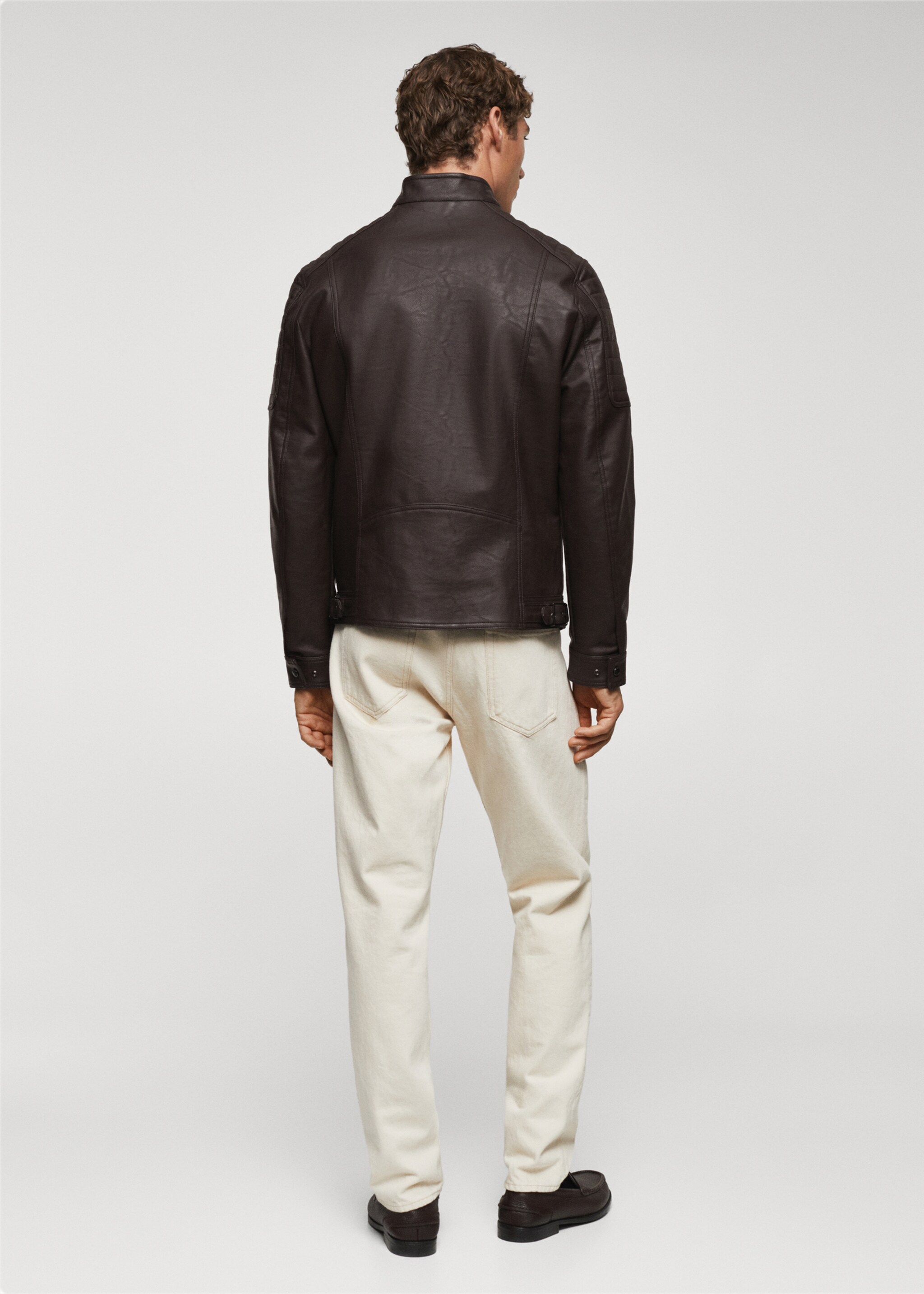 Cazadora efecto piel napa - Reverso del artículo, Marrón. Ref: 57022505-00.