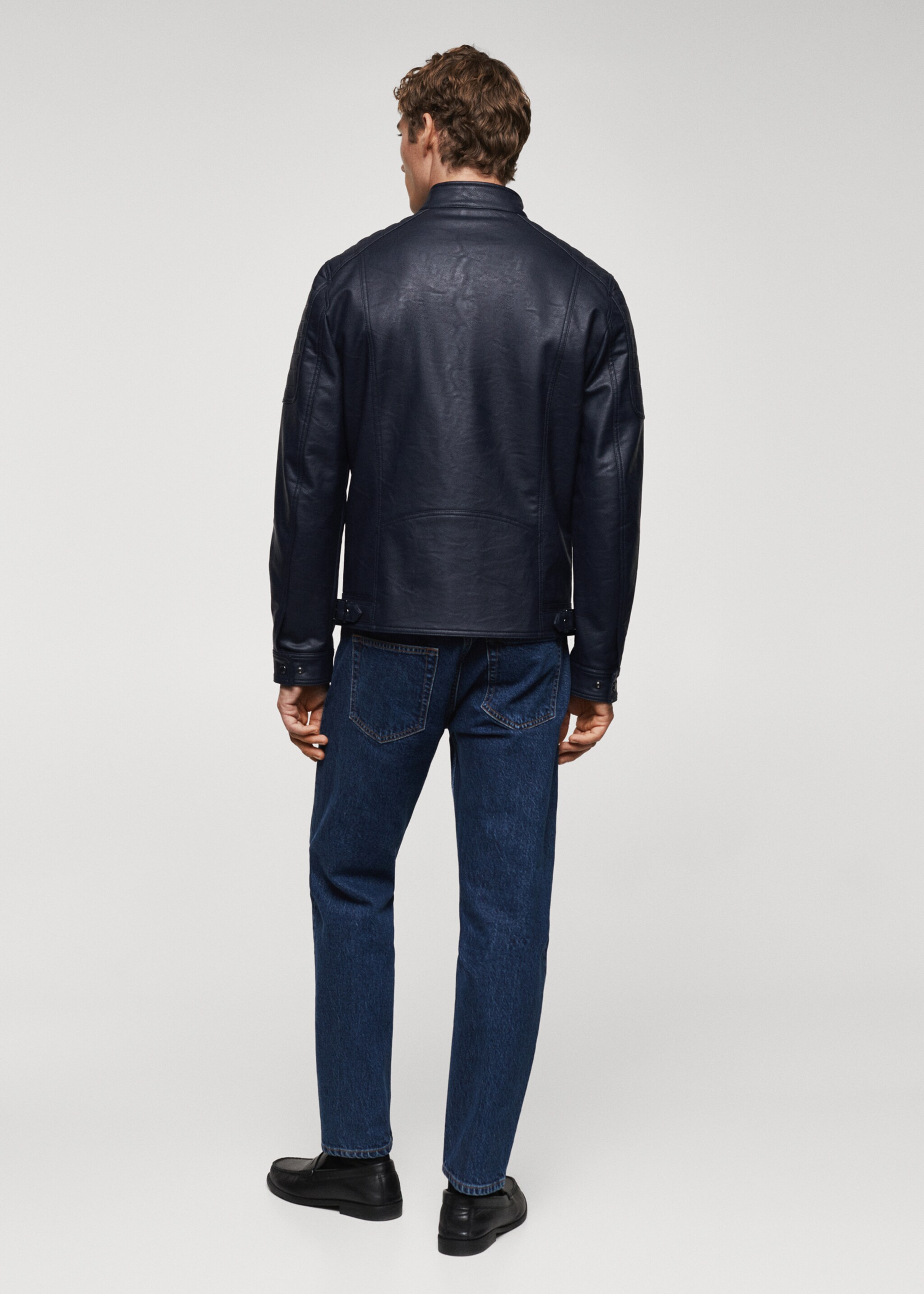 Cazadora efecto piel napa - Reverso del artículo, Azul marino. Ref: 57022505-00.