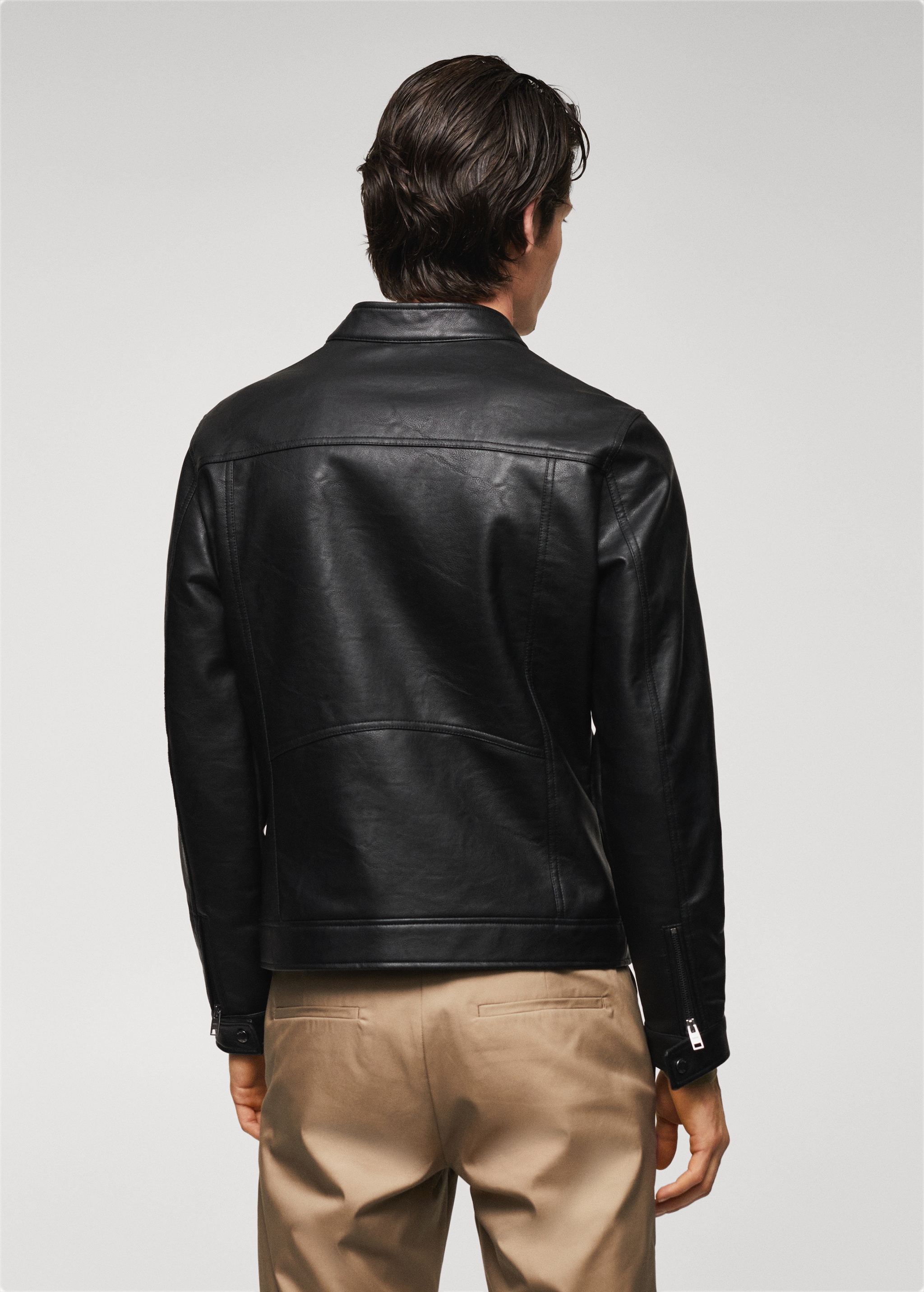 Leather-effect jacket with zips - Reverse of the article