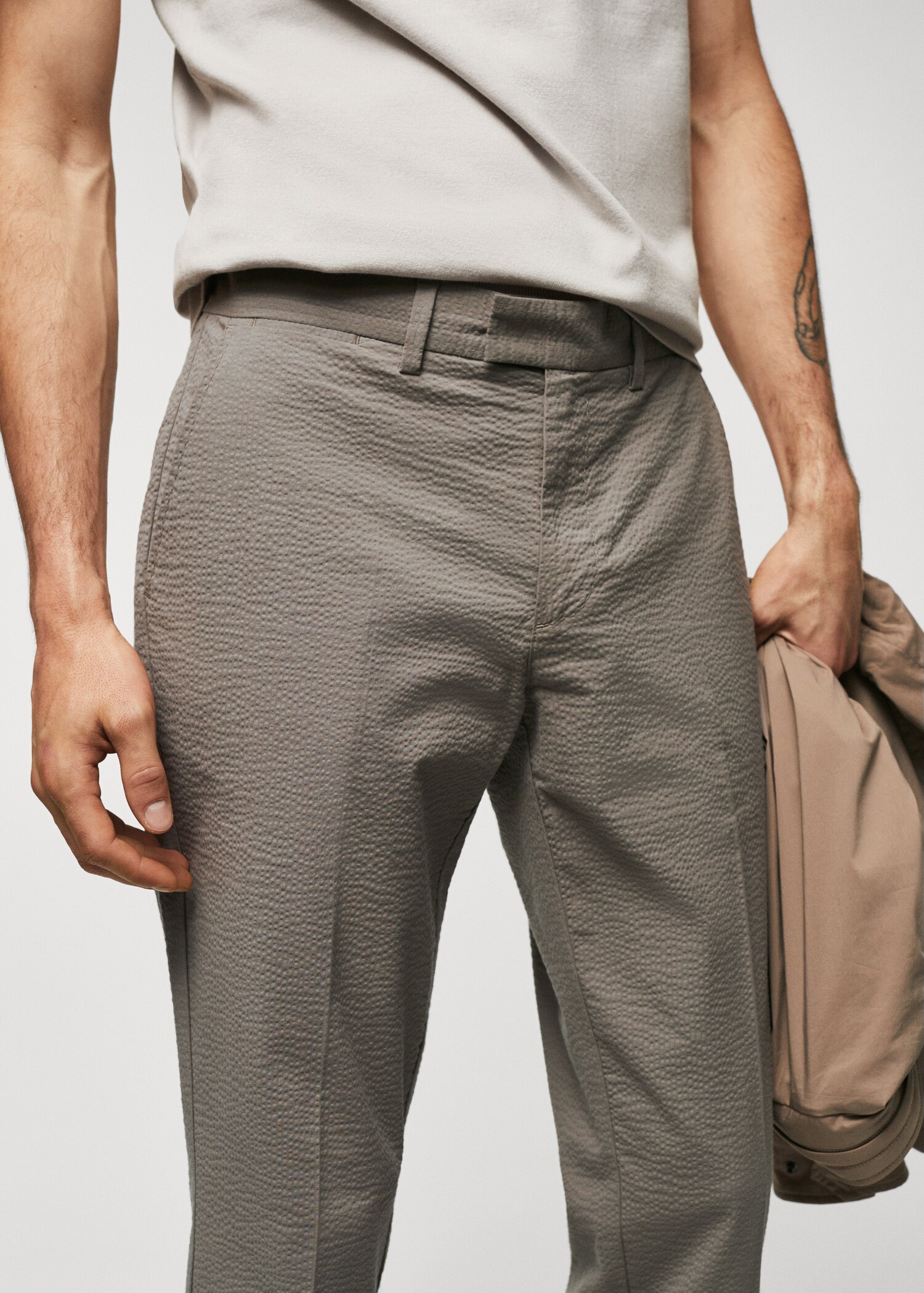 Slim fit-byxa seersucker stretch - Detaljer om artikeln 1