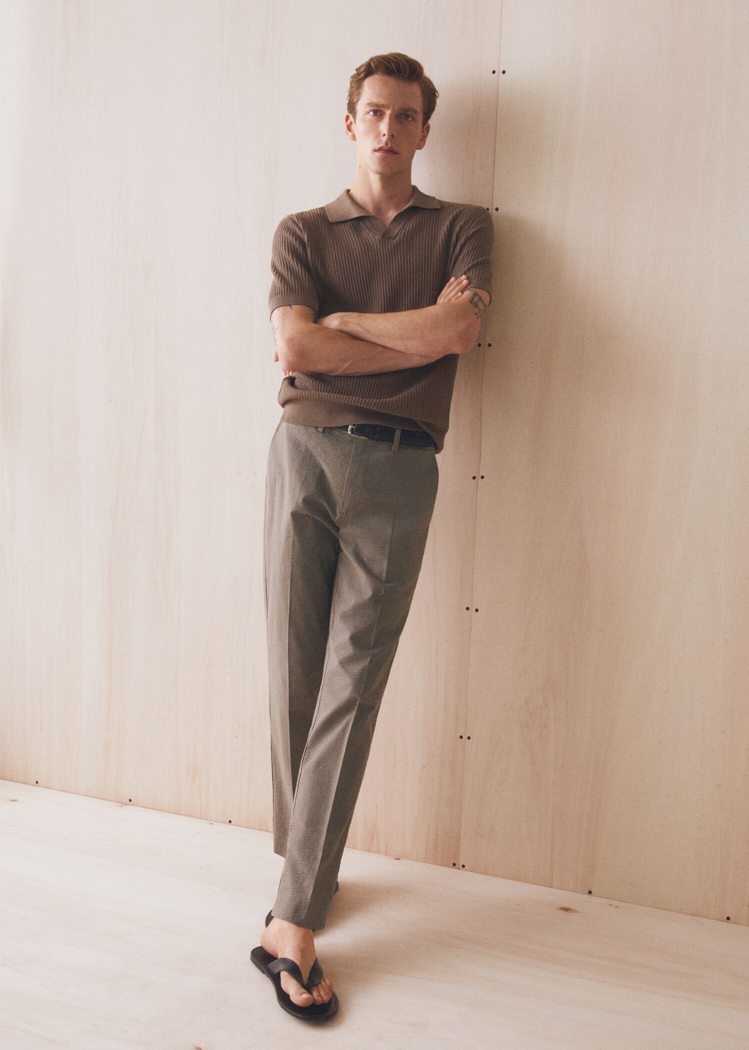 Slim fit-byxa seersucker stretch - Detaljer om artikeln 5