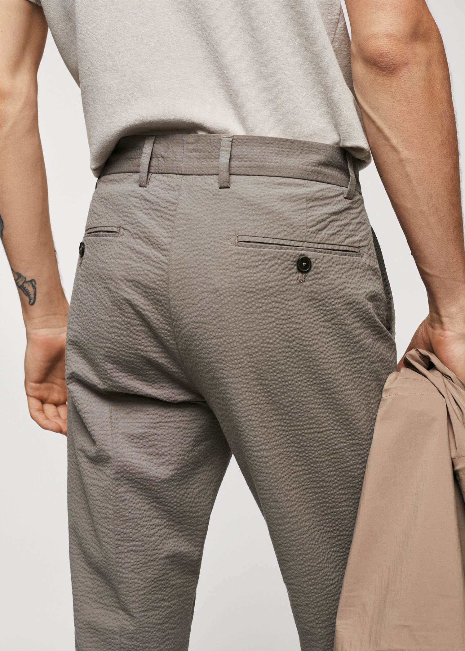 Slim fit-byxa seersucker stretch - Detaljer om artikeln 6