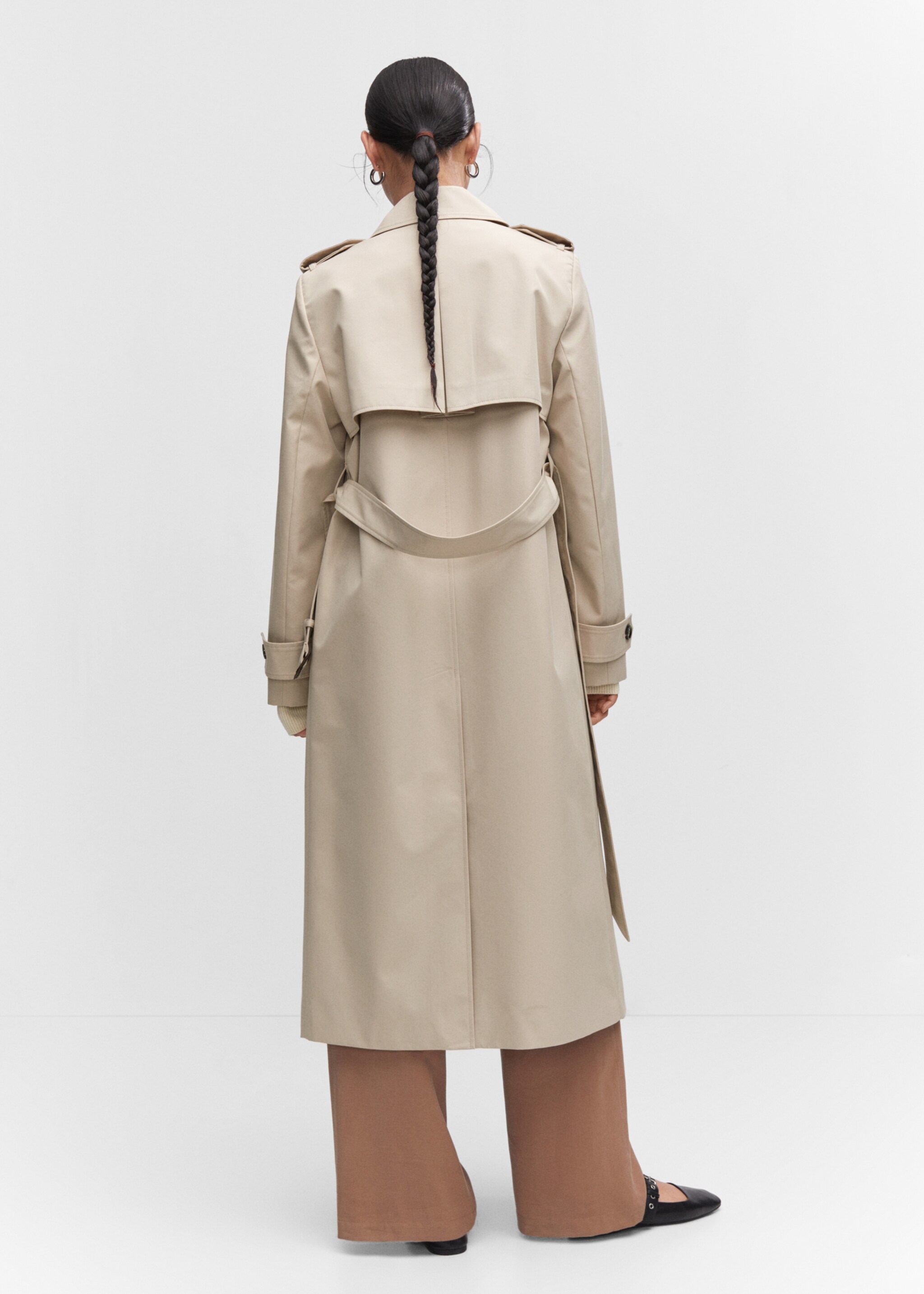 Waterproof double-breasted trench coat - Reverse of the article, Light/Pastel Grey. Ref: 57023775-00.
