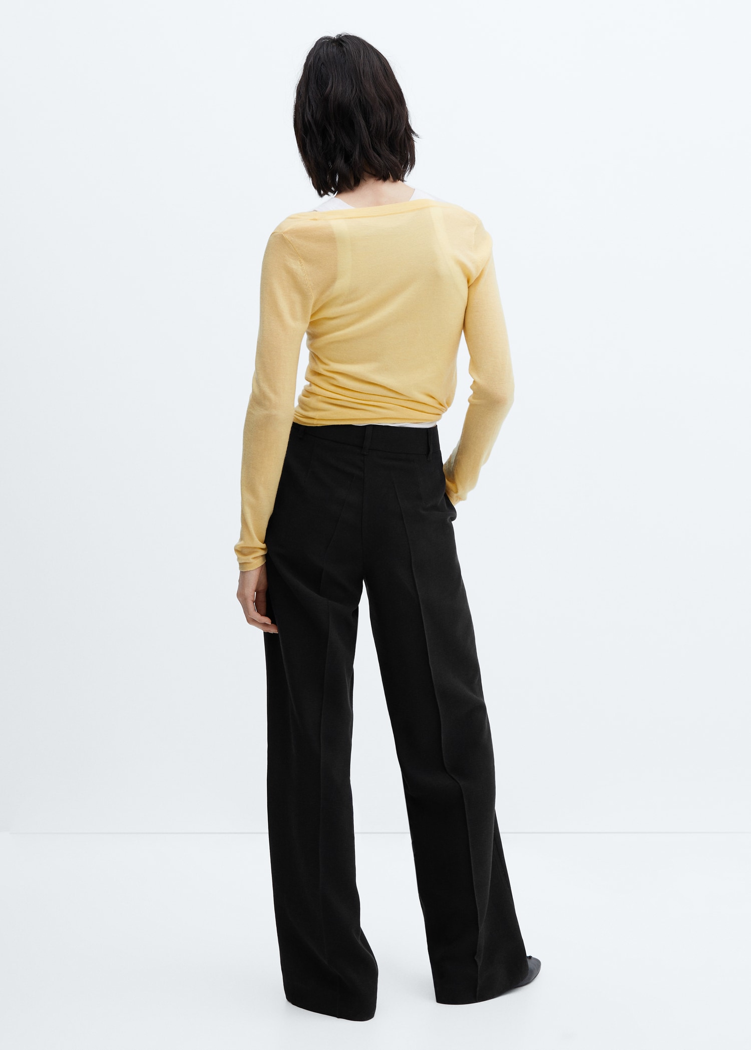 Low-waist wideleg trousers Women MANGO Japan