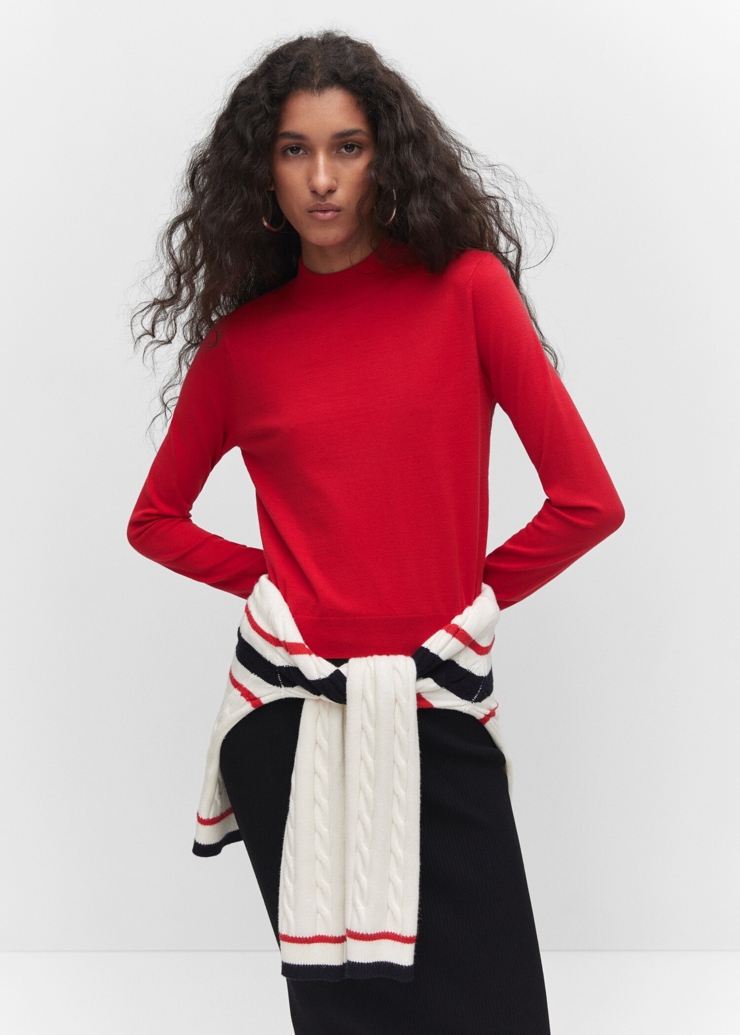 Fine-knit sweater with zip  - Medium plane