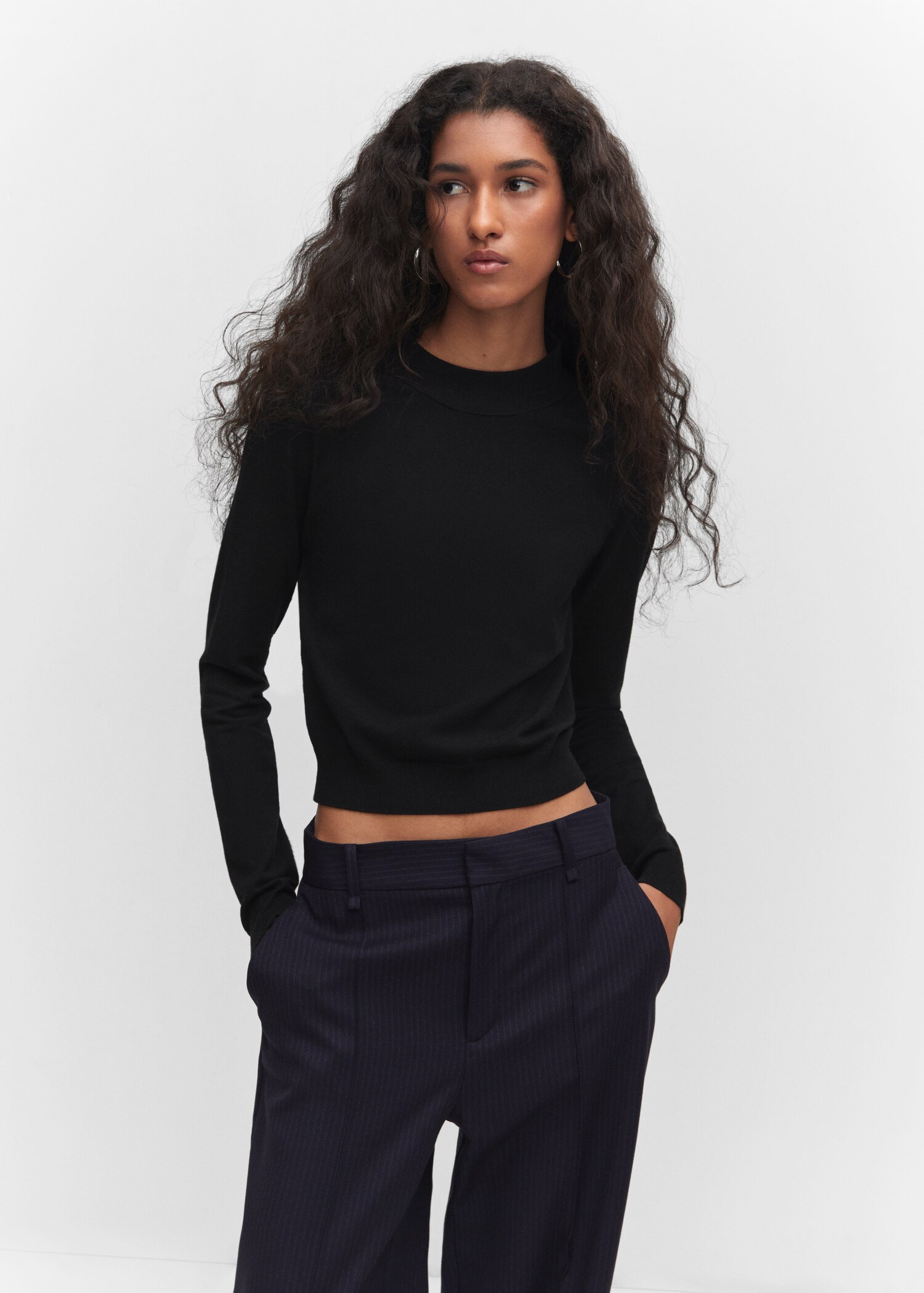 Fine-knit sweater with zip  - Medium plane