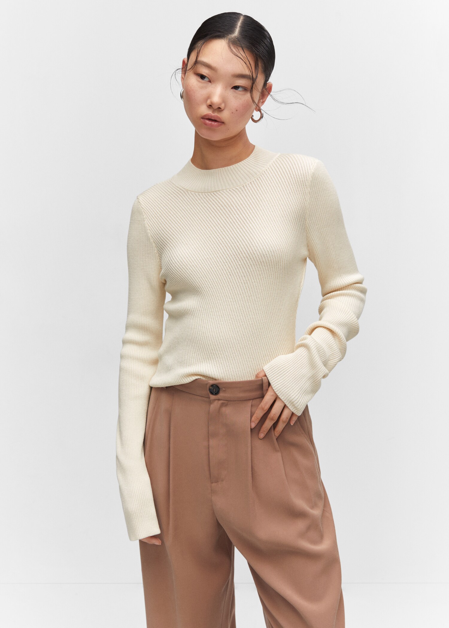 Perkins-neck knitted sweater - Medium plane