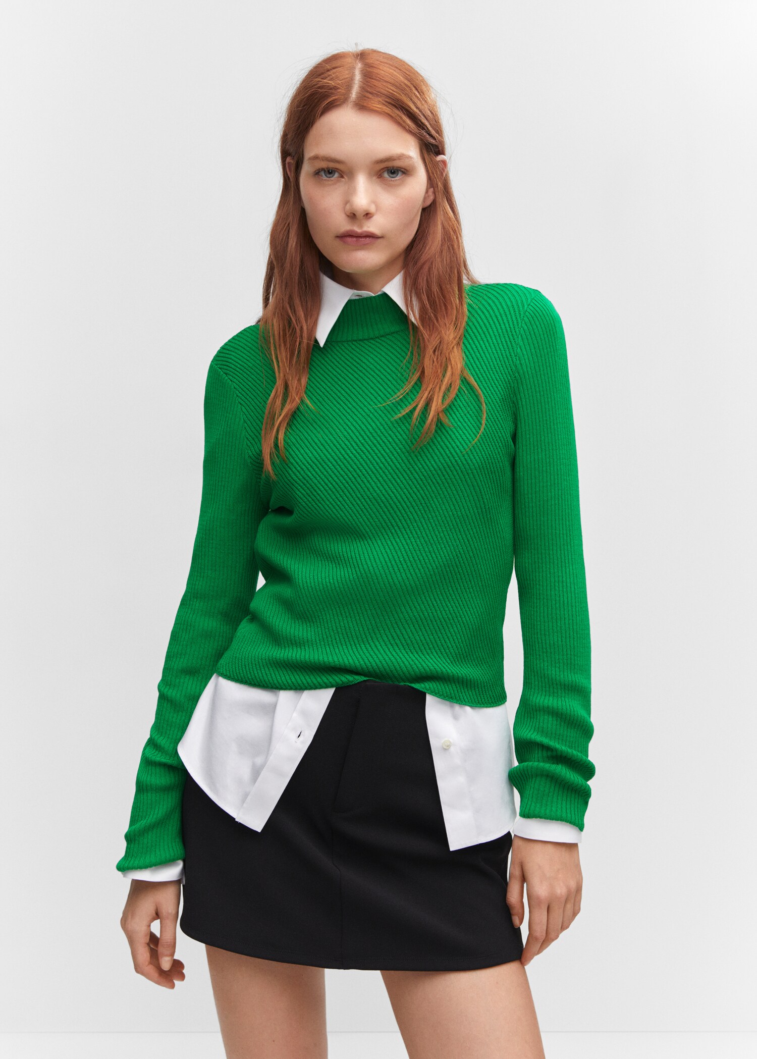 Perkins-neck knitted sweater - Medium plane