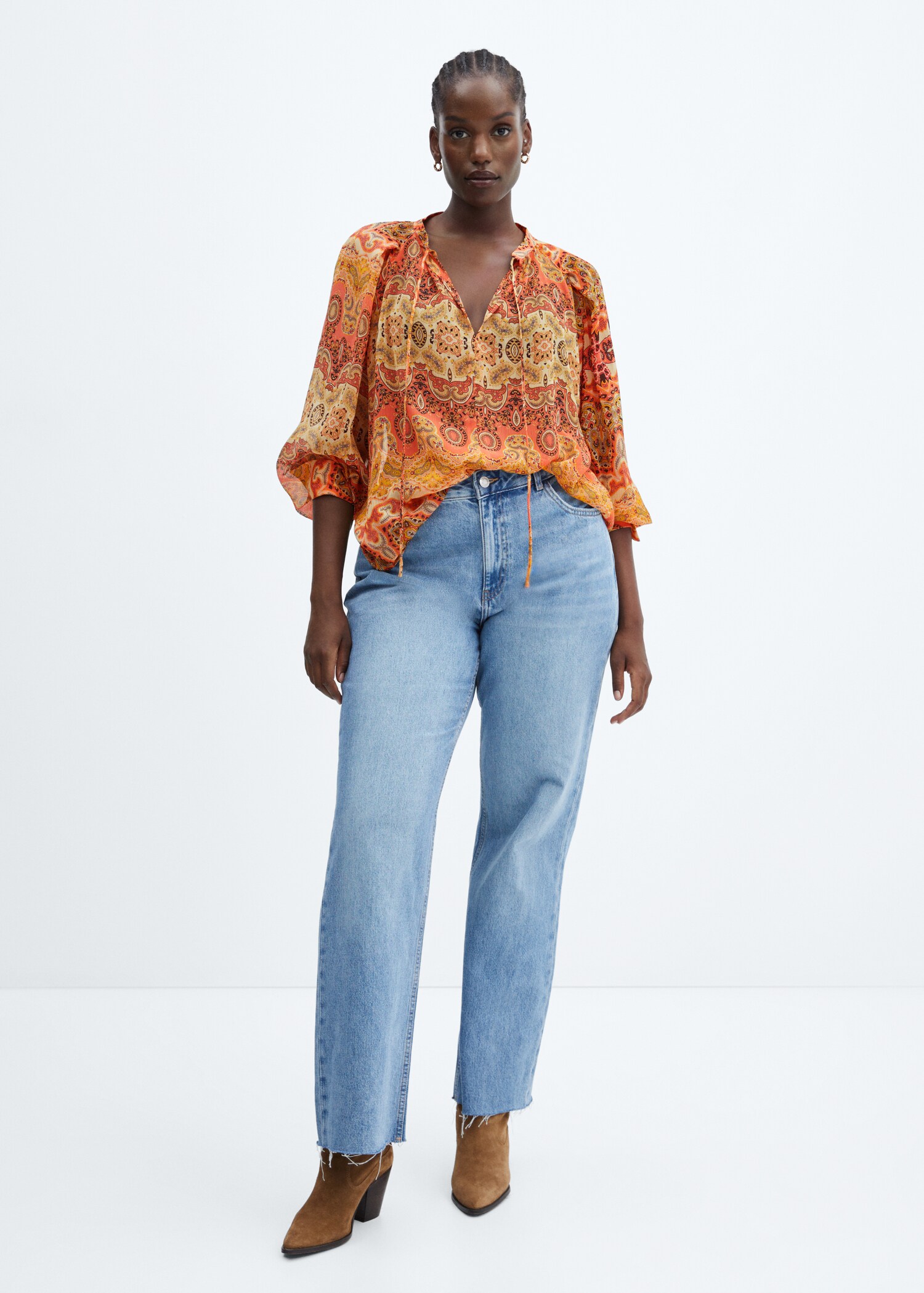 Blusa estampada cierre lazo - Detalle del artículo 3