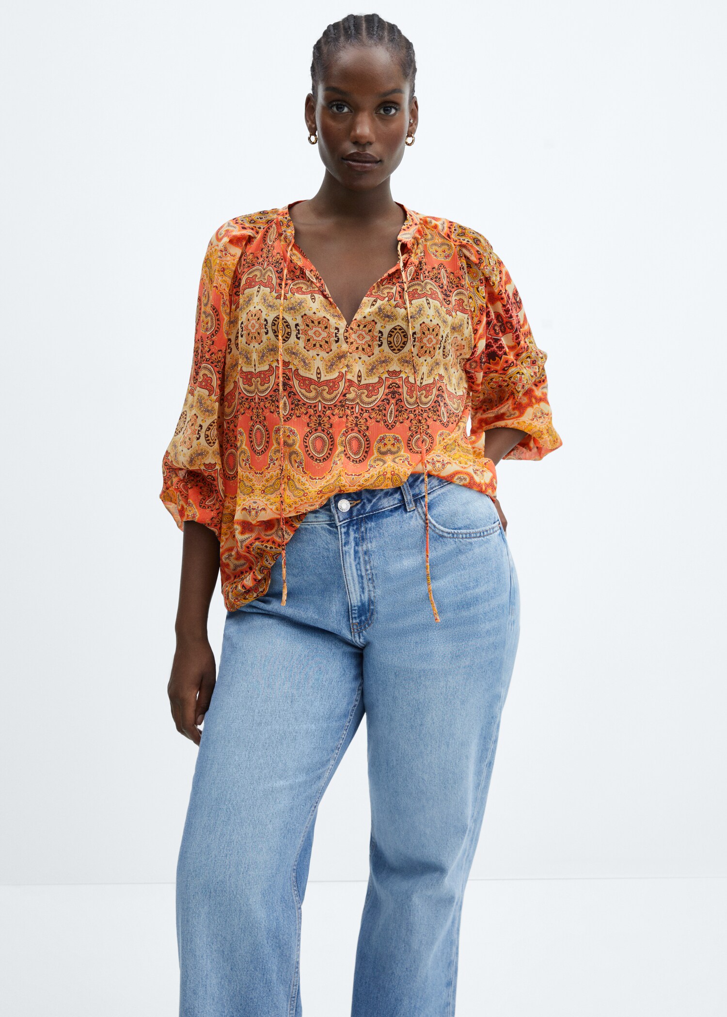 Blusa estampada cierre lazo - Detalle del artículo 5