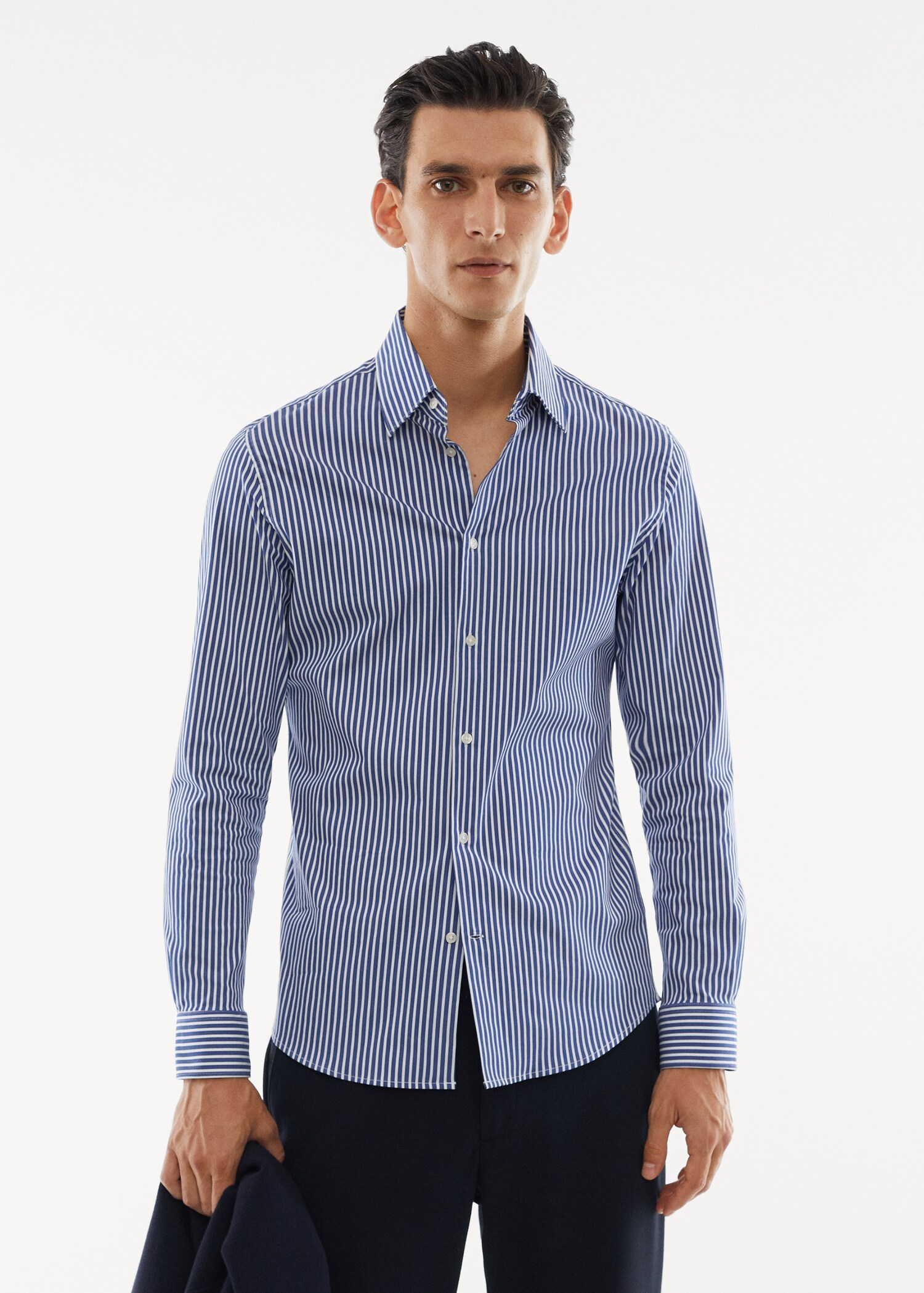 Stretch fabric slim-fit striped shirt - Medium plane