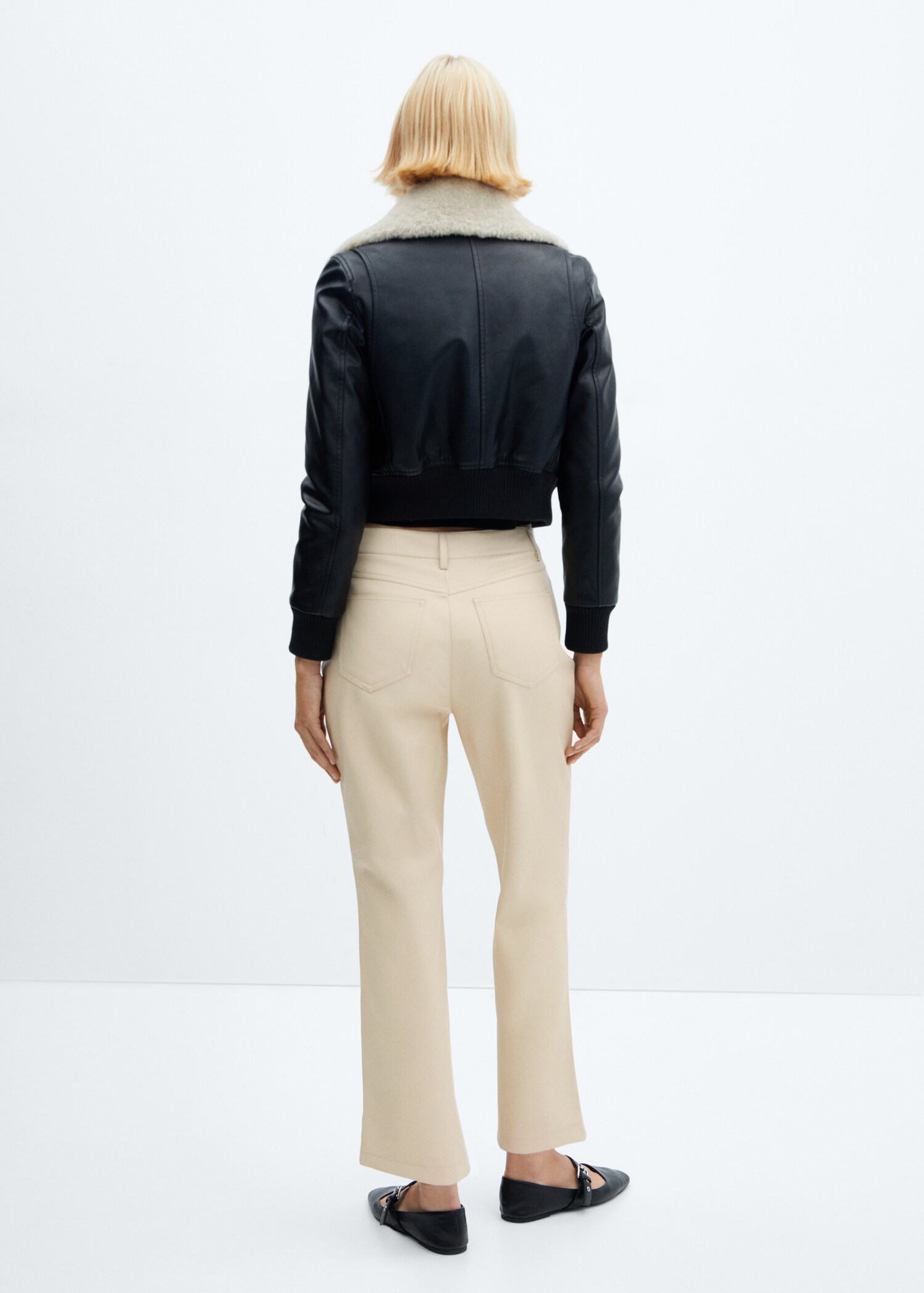 Leather-effect straight trousers - Reverse of the article