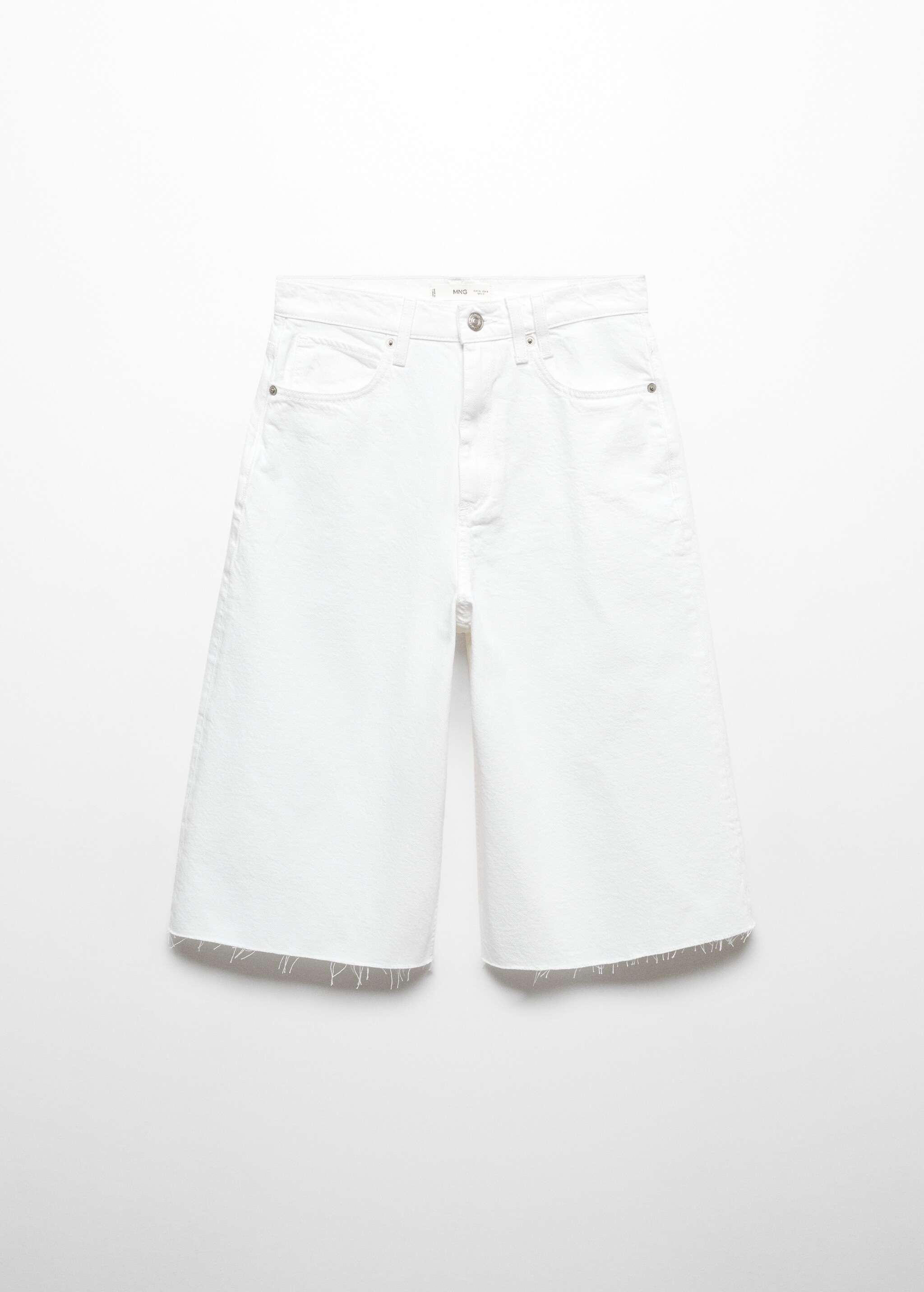 Denim bermuda shorts with frayed hem - Articol fără model