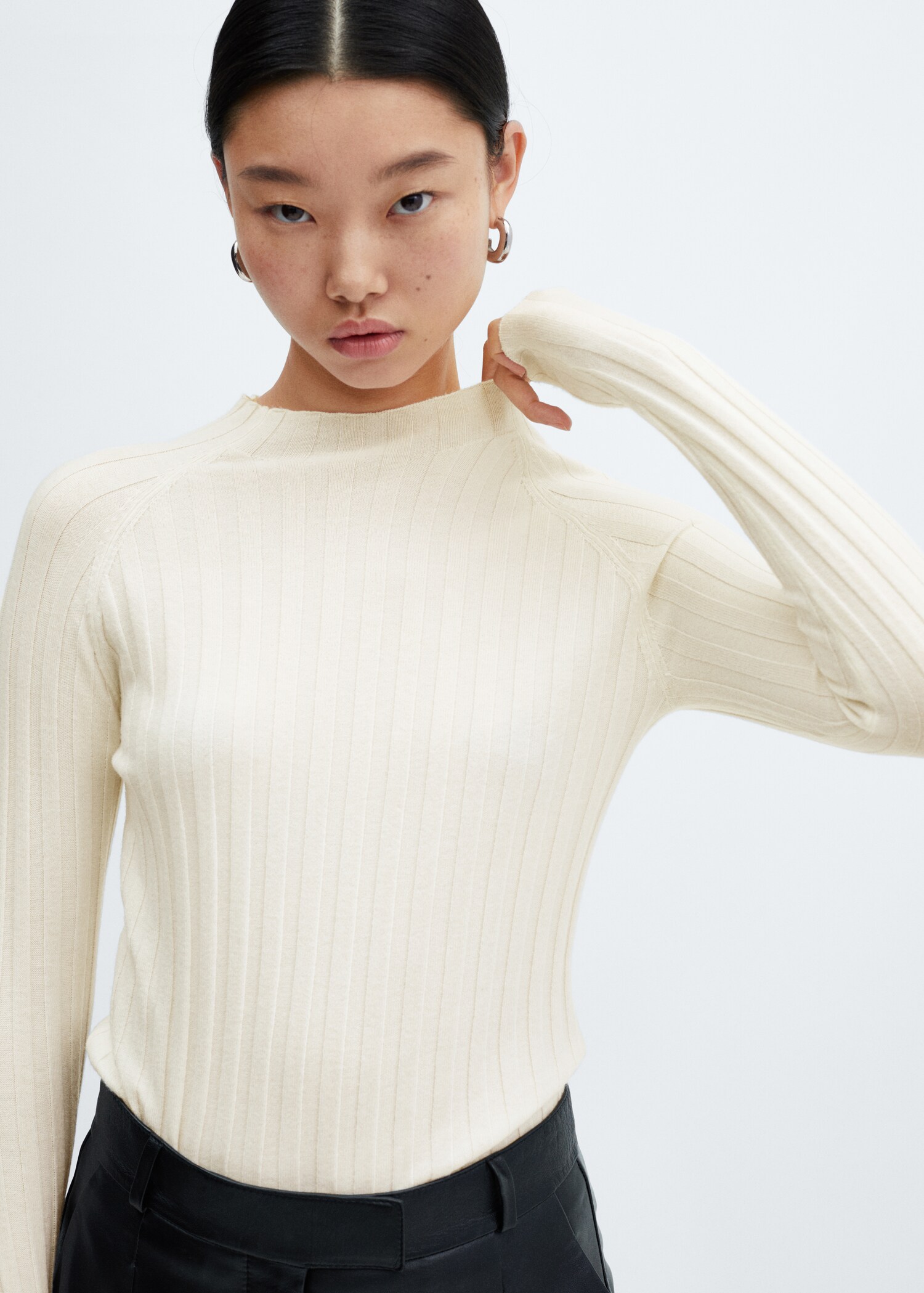 Perkins-neck rib-knit  sweater - Reverse of the article