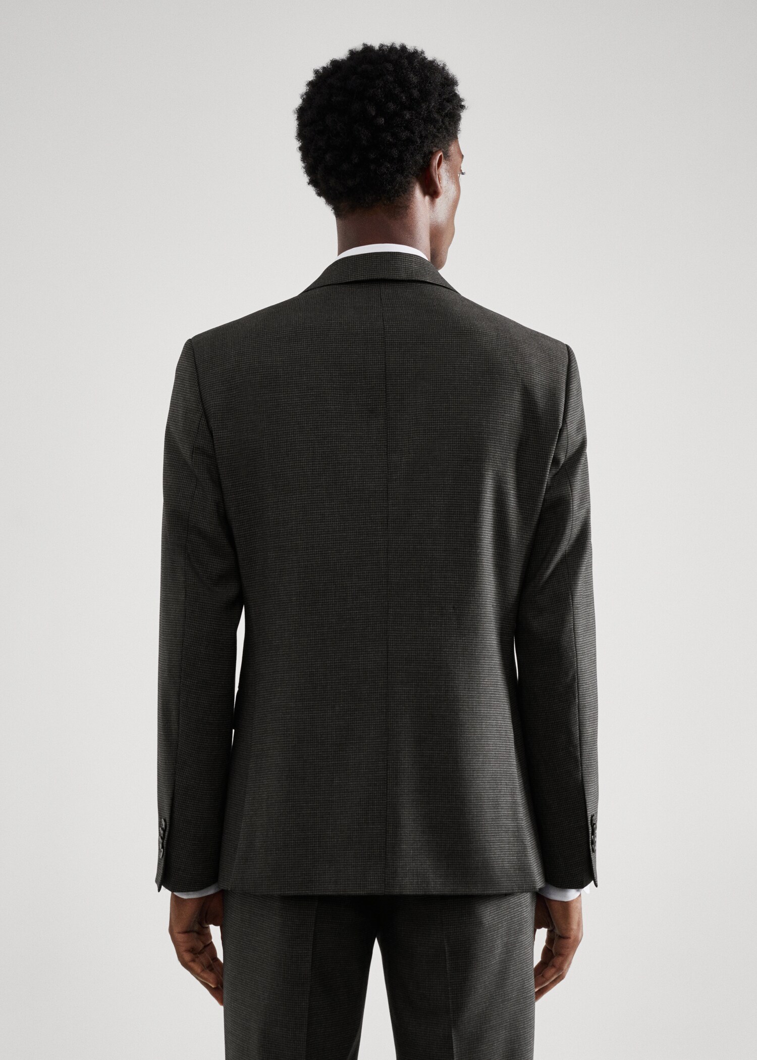 Dar kesim kazayağı yünlü blazer ceket - Ürünün arkası
