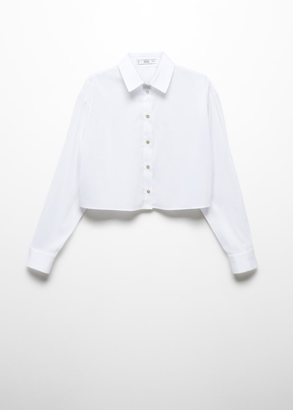 トップス Cotton Lyocell Cropped Top - white Cropped cotton shirt - Women | MANGO Japan