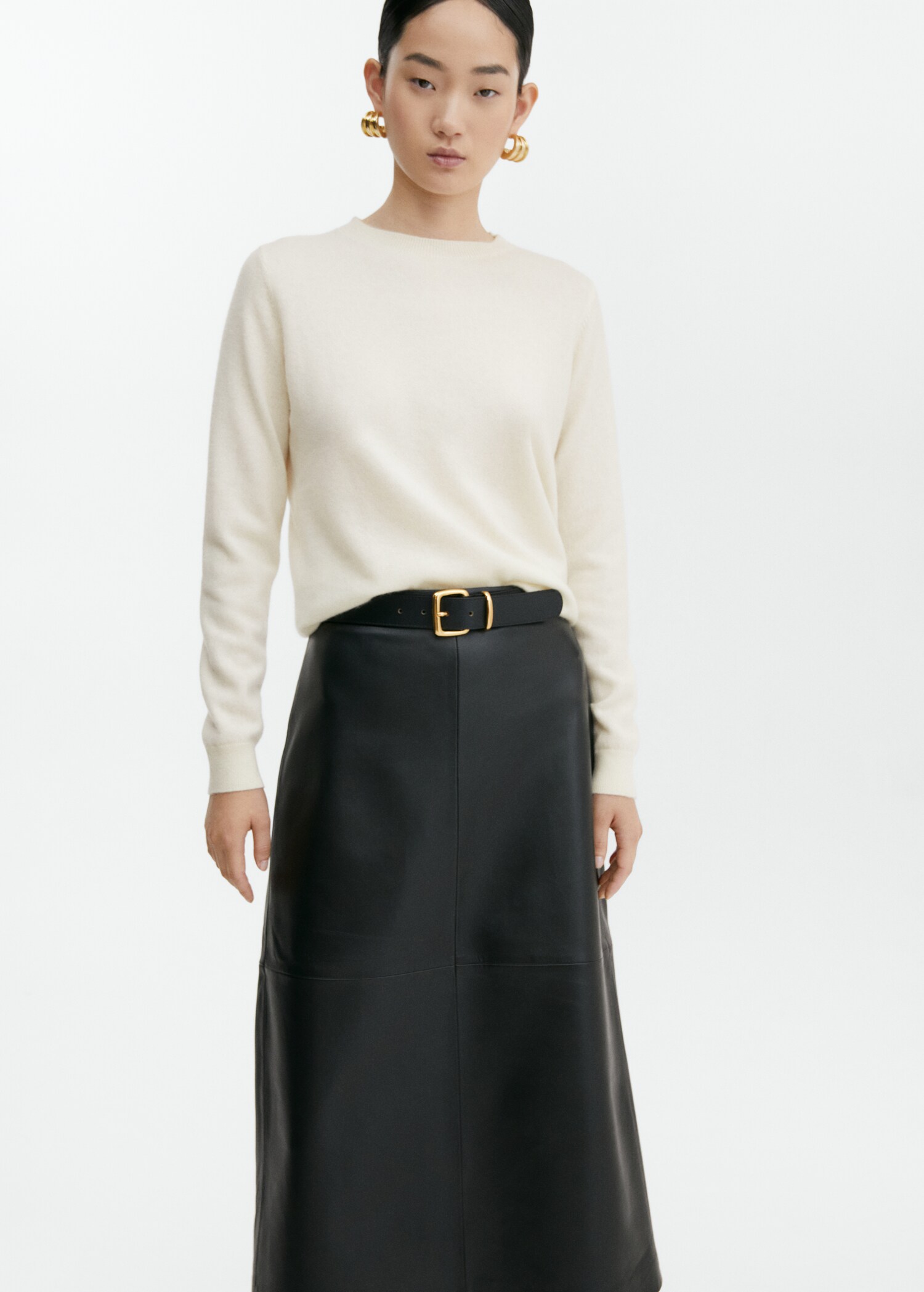 Pull-over 100 % cachemire col rond - Plan moyen