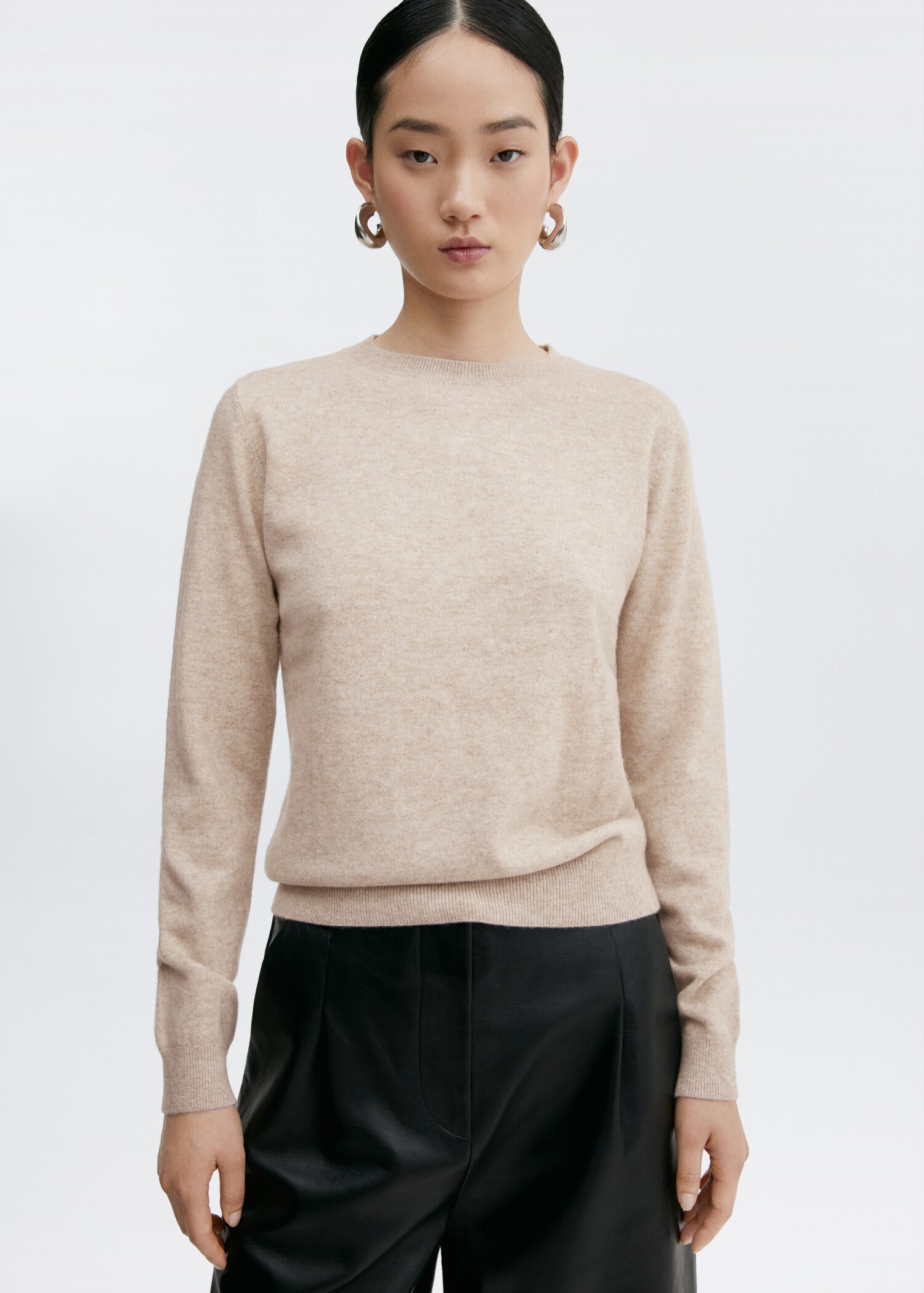 Pull-over 100 % cachemire col rond - Plan moyen