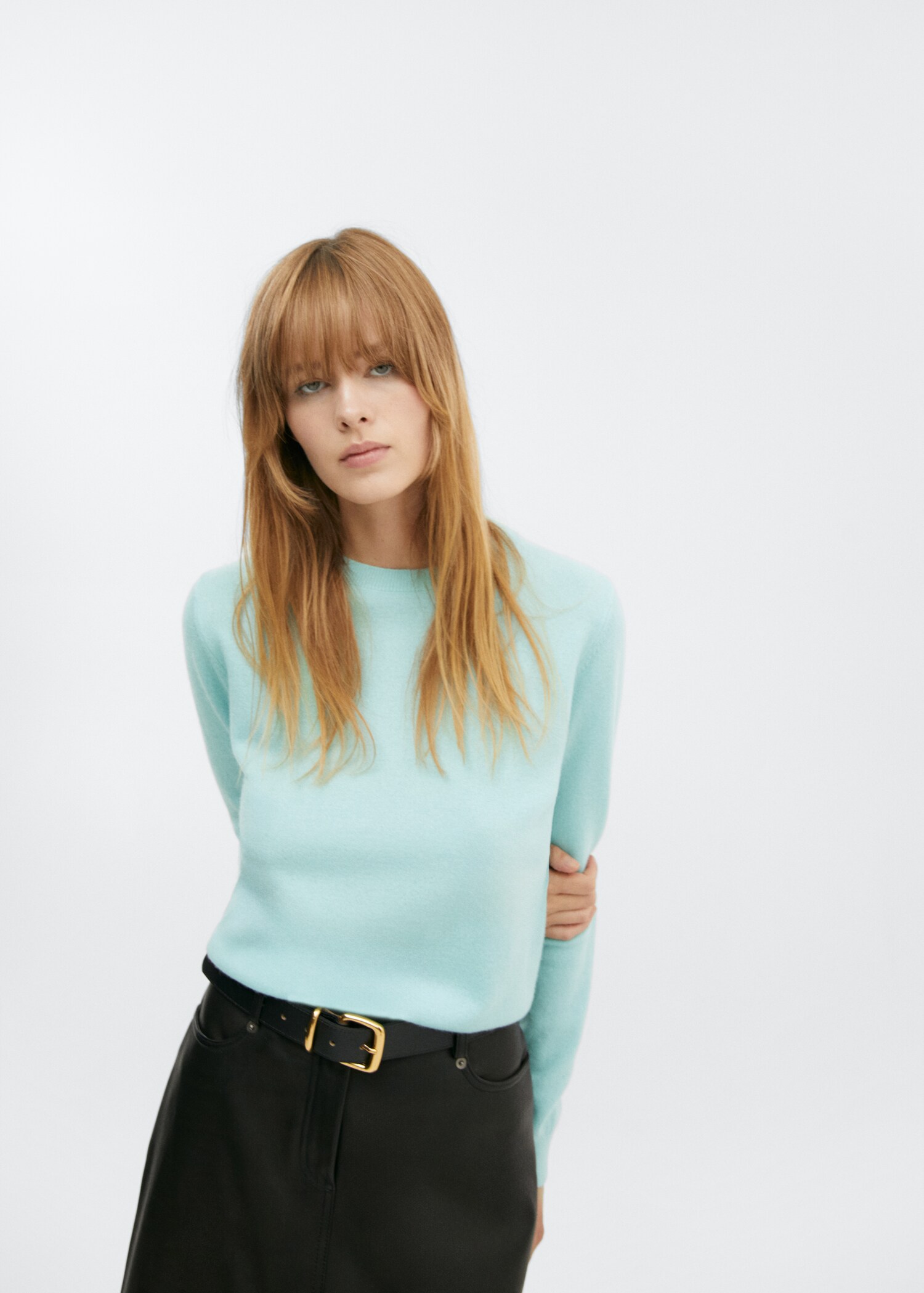 Pull-over 100 % cachemire col rond - Plan moyen