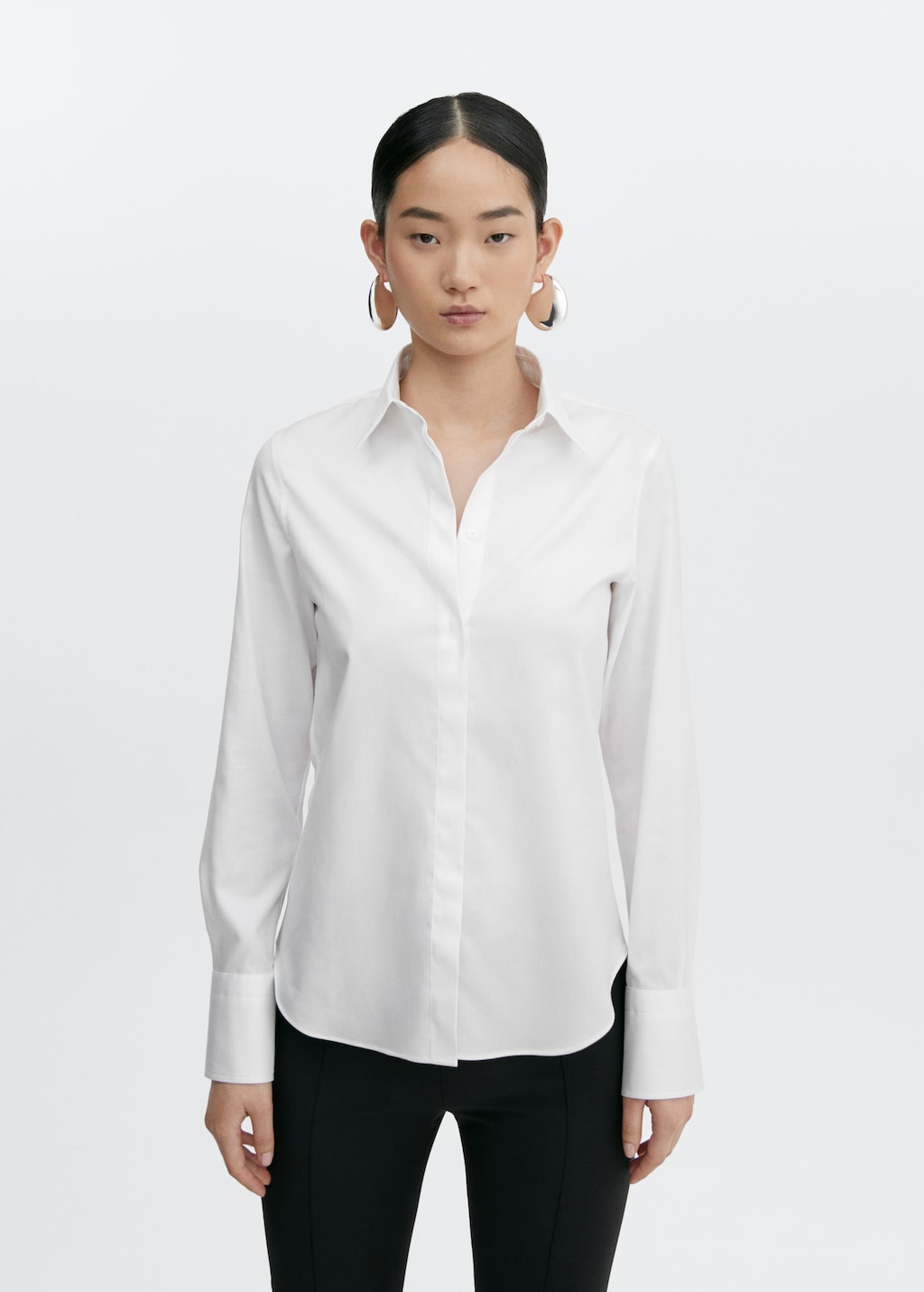 Slim-fit poplin shirt - Woman | MANGO USA