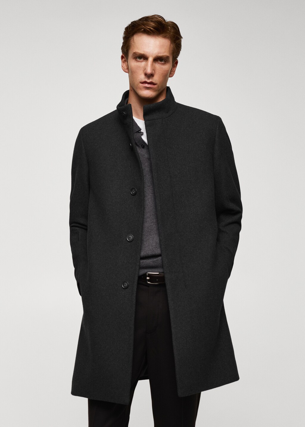 Long funnel neck coat deals