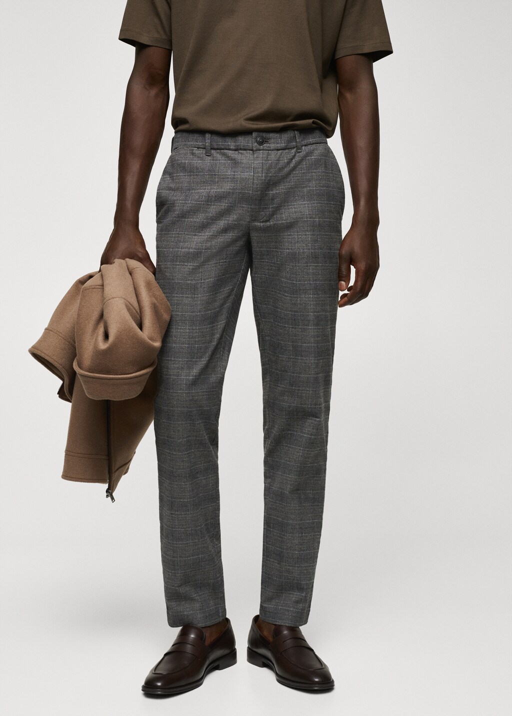 Pantalon slim fit coton carreaux