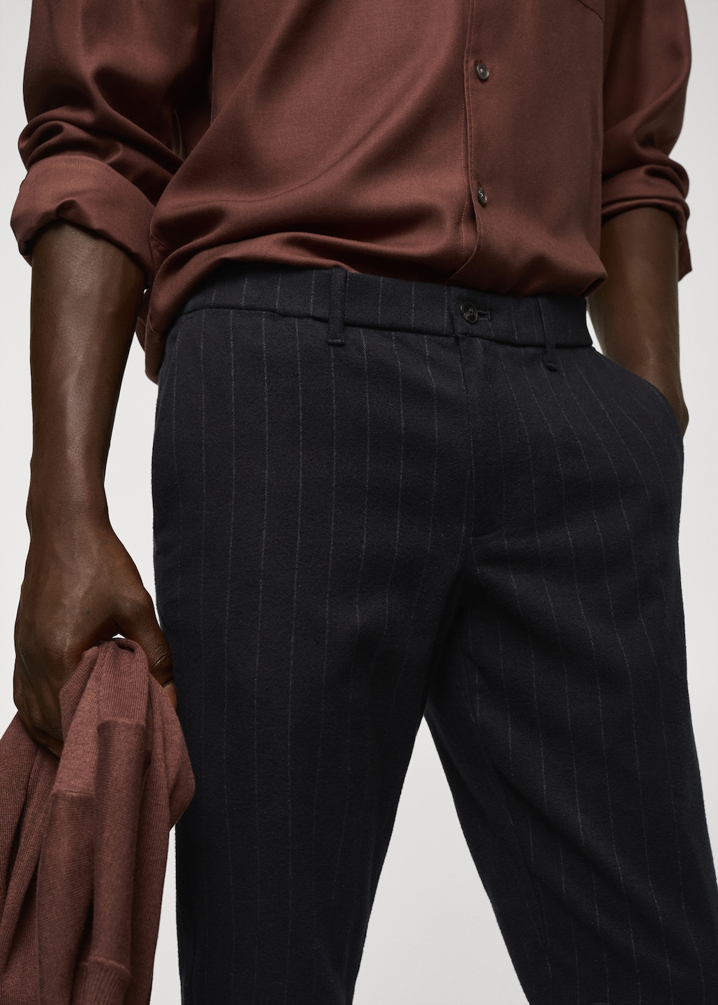 Pinstripe cotton slim fit trousers Men MANGO Georgia