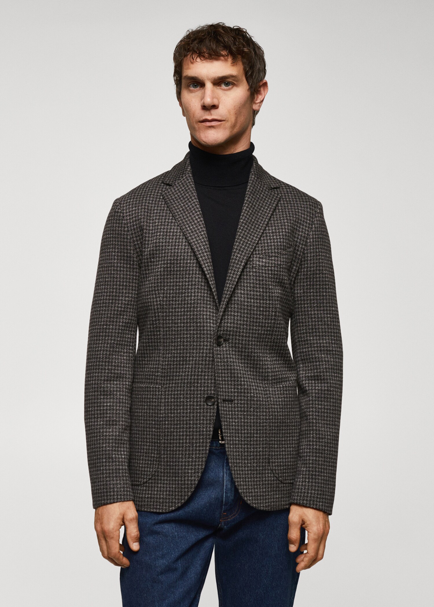 Slim-fit micro-houndstooth blazer - Medium plane