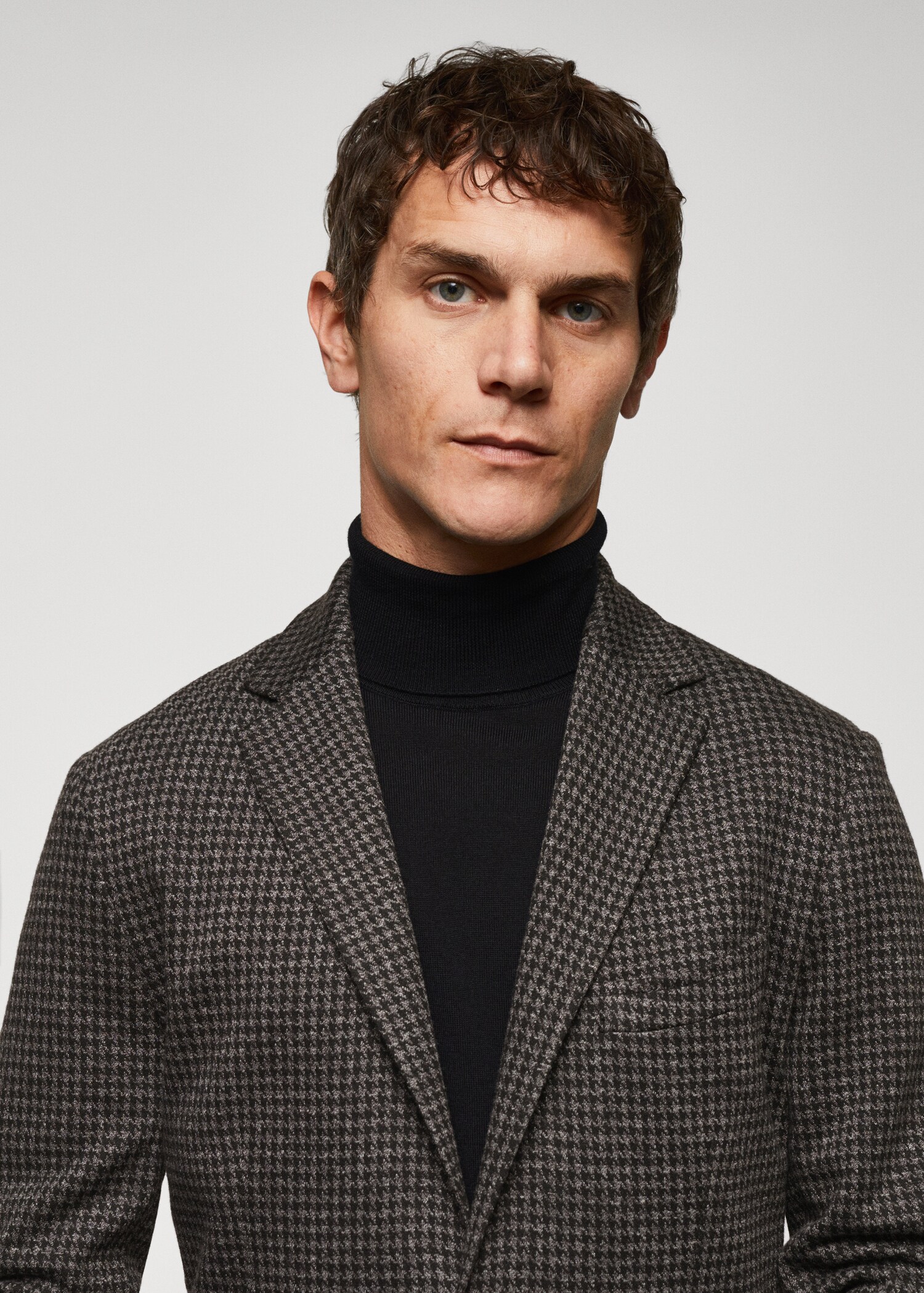 Slim-fit micro-houndstooth blazer - Details of the article 1