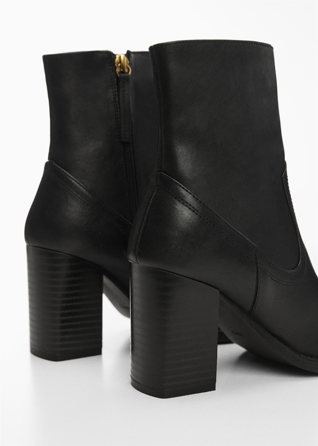 Leather block heel ankle boots sales
