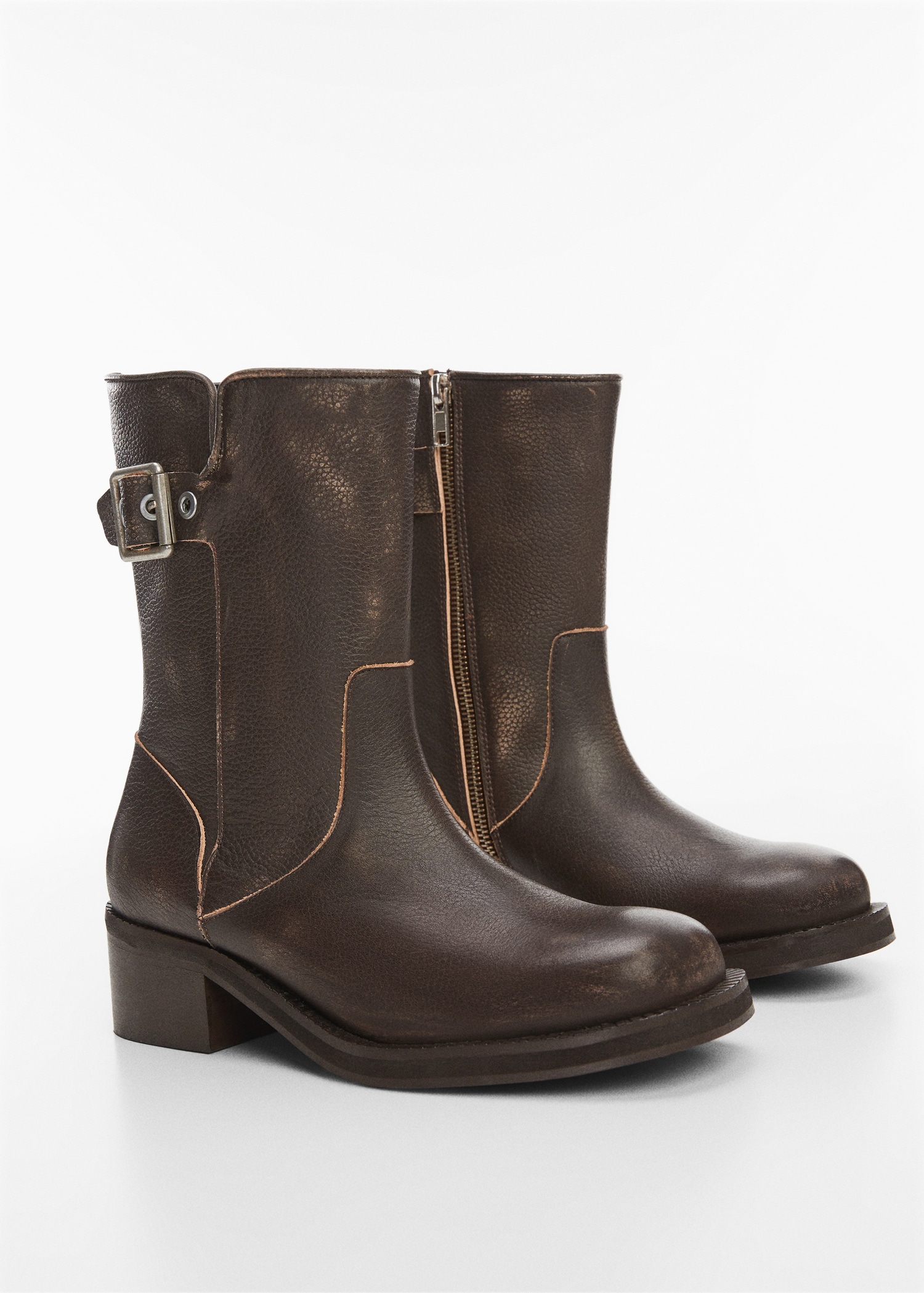 Bottines biker cuir - Plan moyen