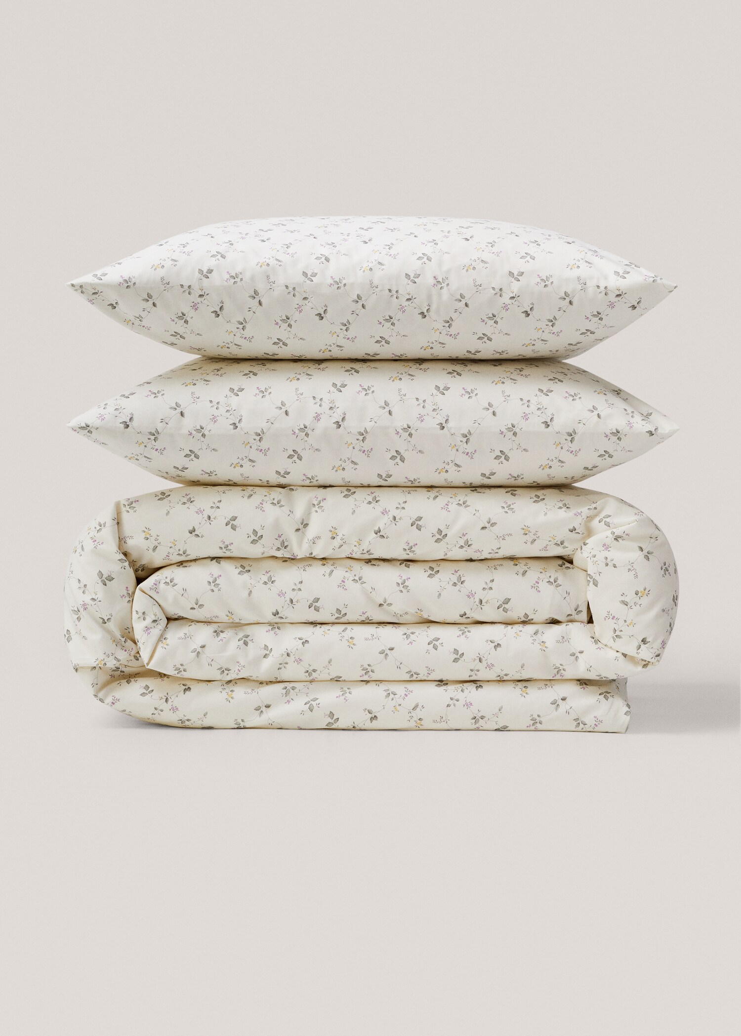 Housse de couette réversible fleurs et rayures Lit 135/140 cm - Article sans modèle