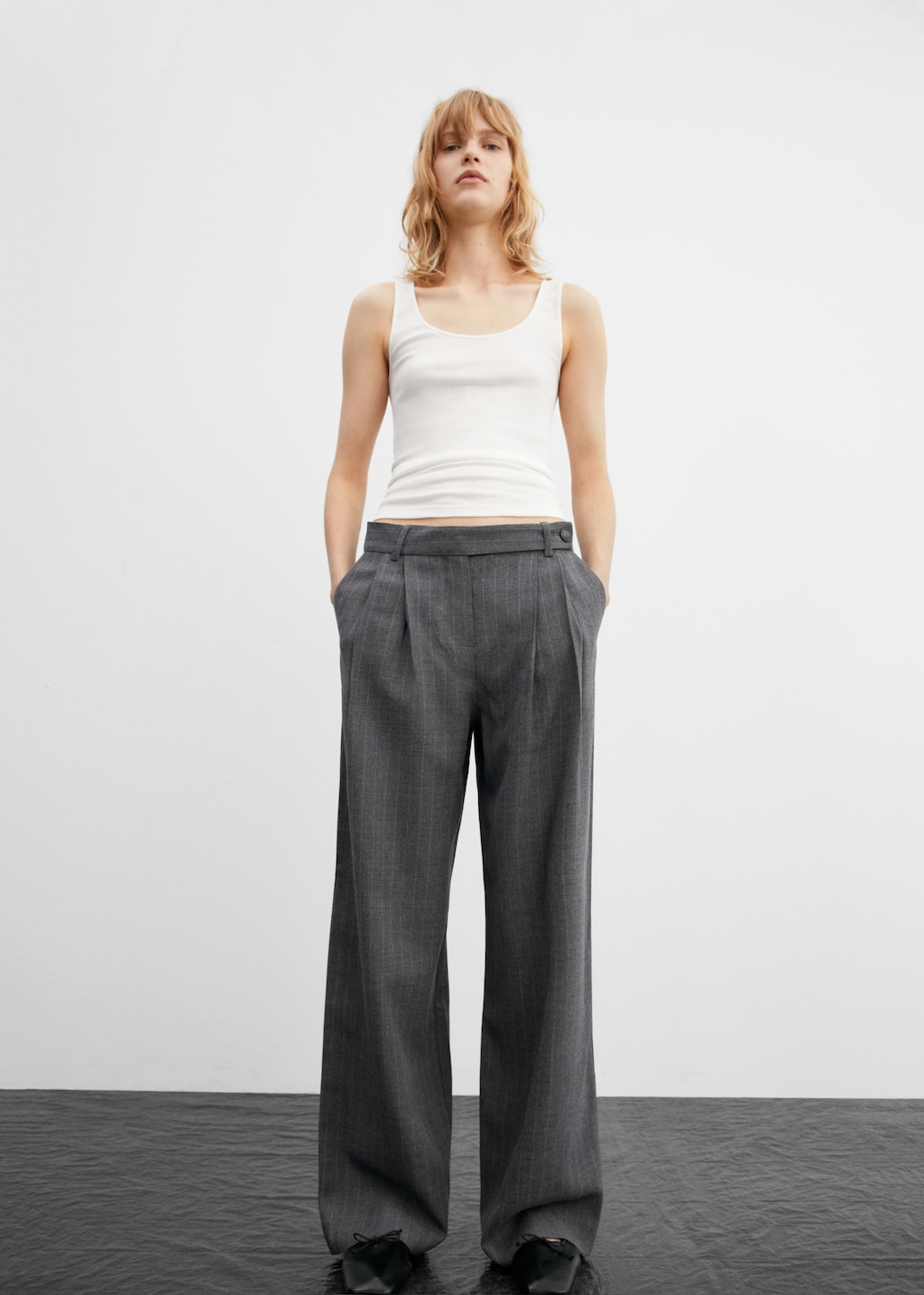 Micro striped suit trousers Women MANGO Azerbaijan