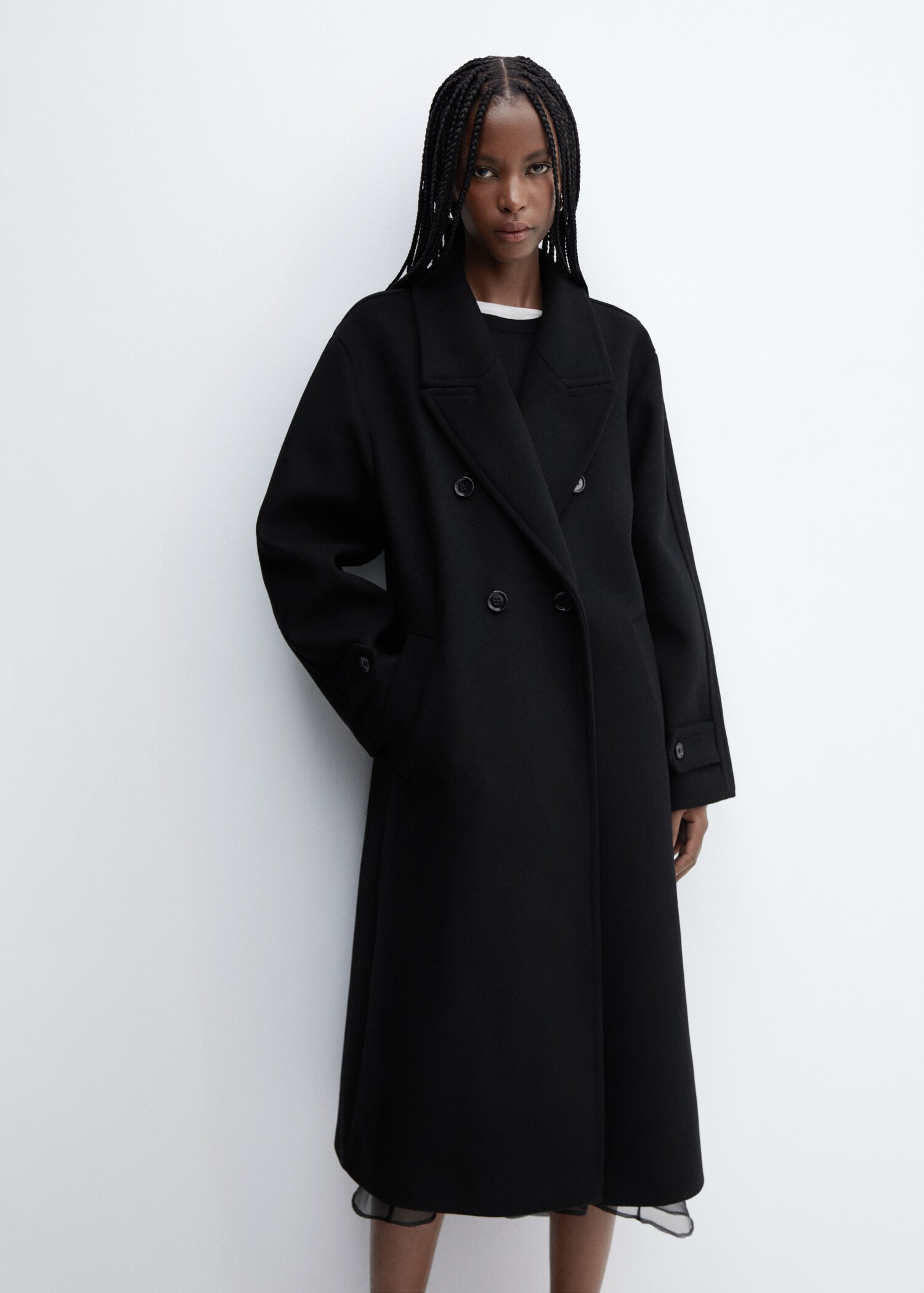 Oversize wool coat - Plan mediu