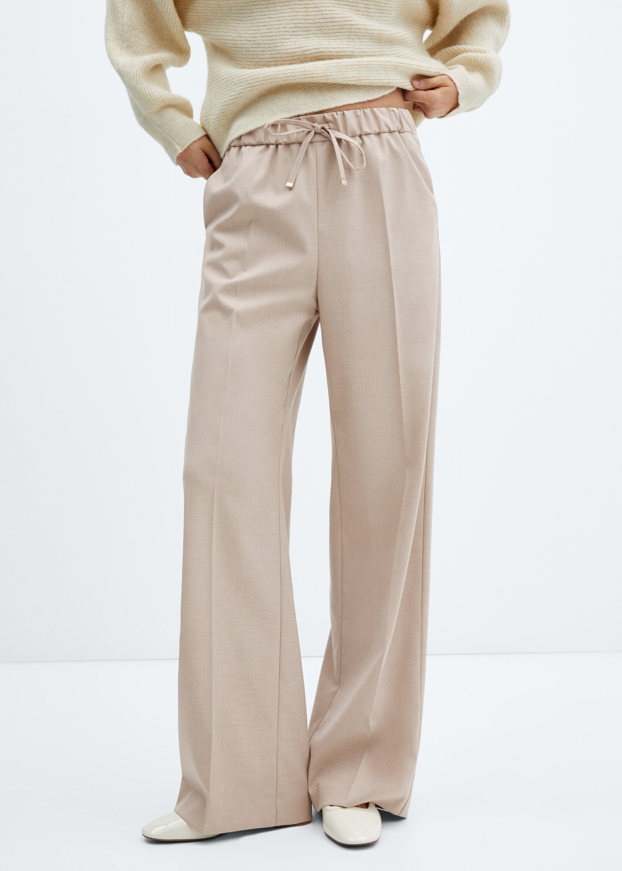 Wideleg trousers with elastic waist - Medium plane