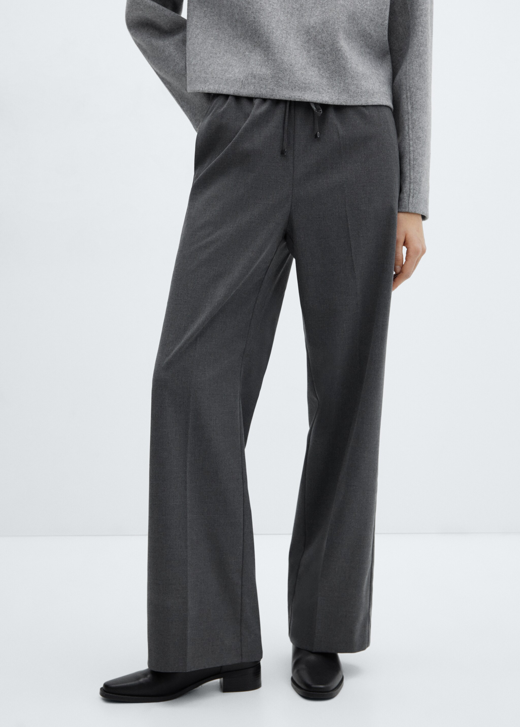 Wideleg trousers with elastic waist - Medium plane